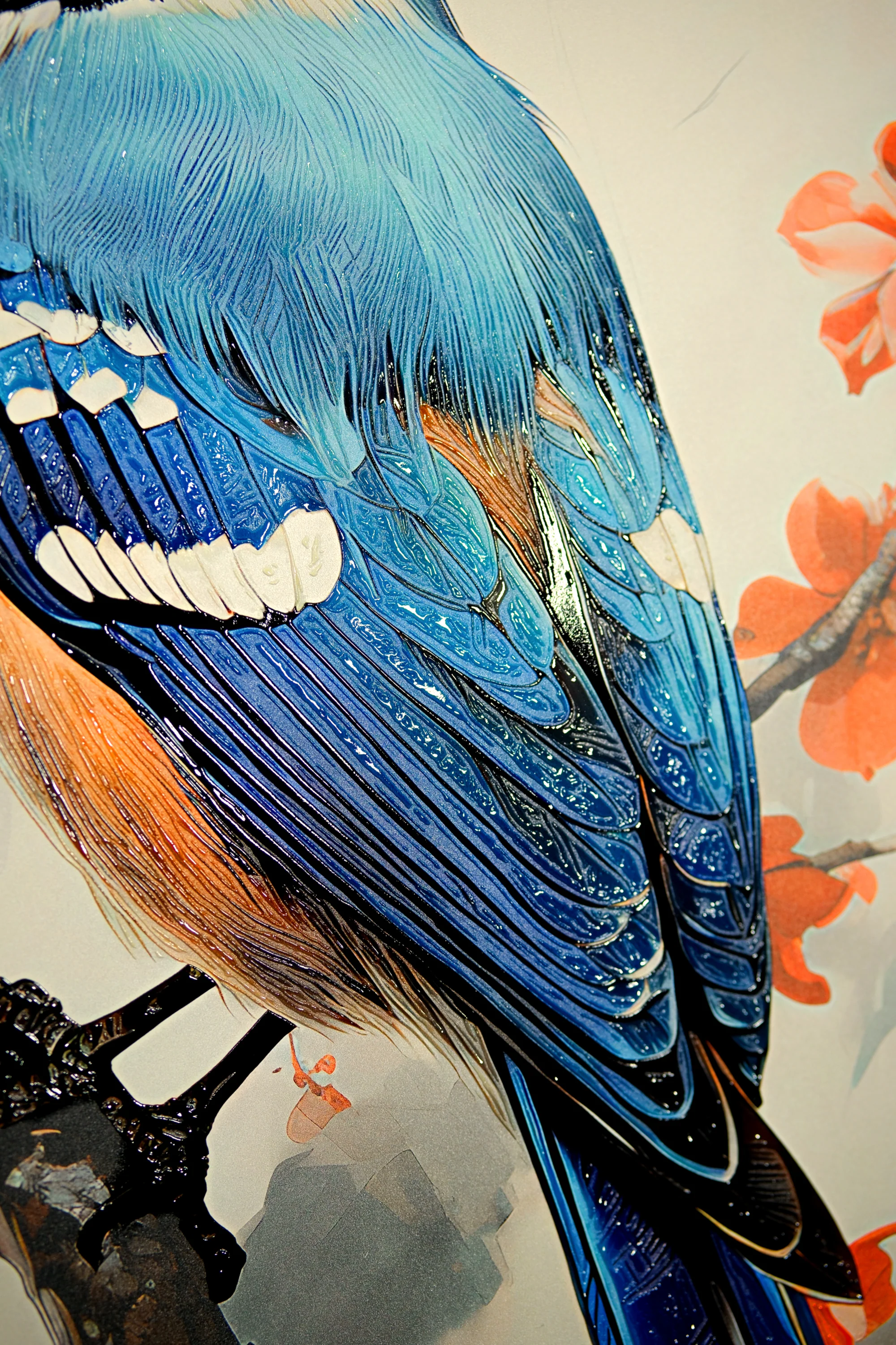 Sapphire Songbird — Haptic 3D Embossed + High-Gloss Lacquer Print - Image 5