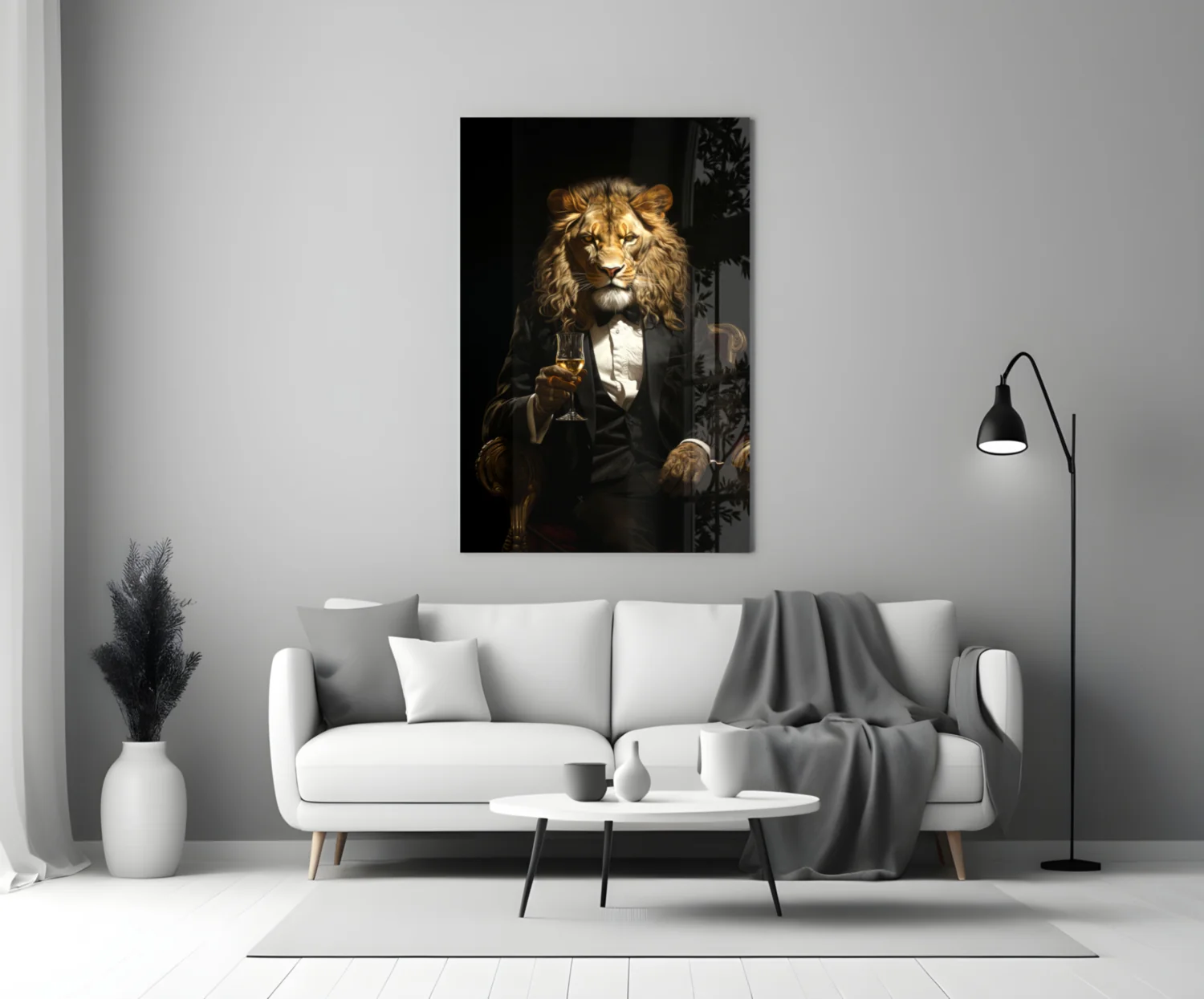 Tuxedo Lion Toasting Wine Glass Wall Art - Image 4