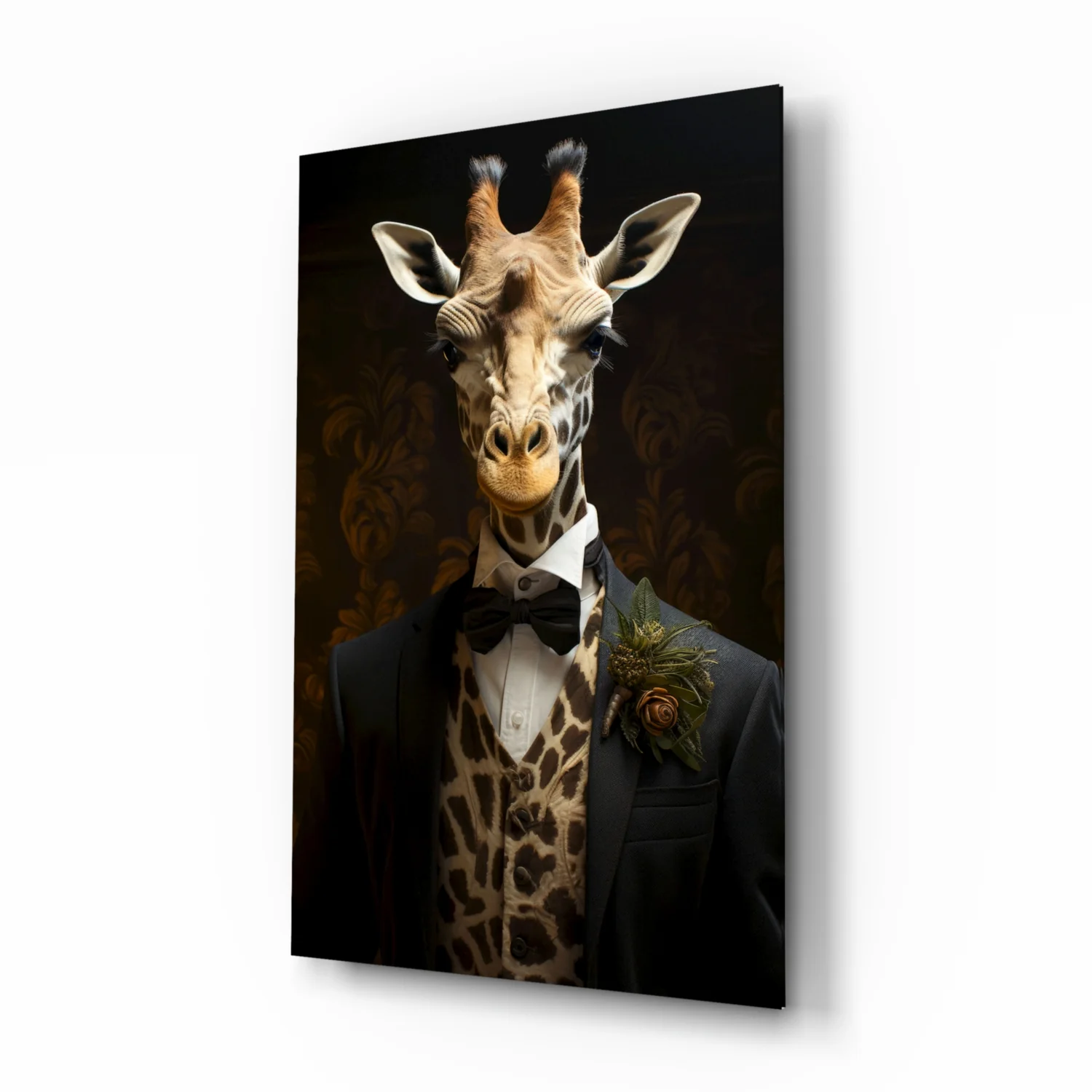 Giraffe in Tuxedo Bow Tie Glass Wall Art - Image 2