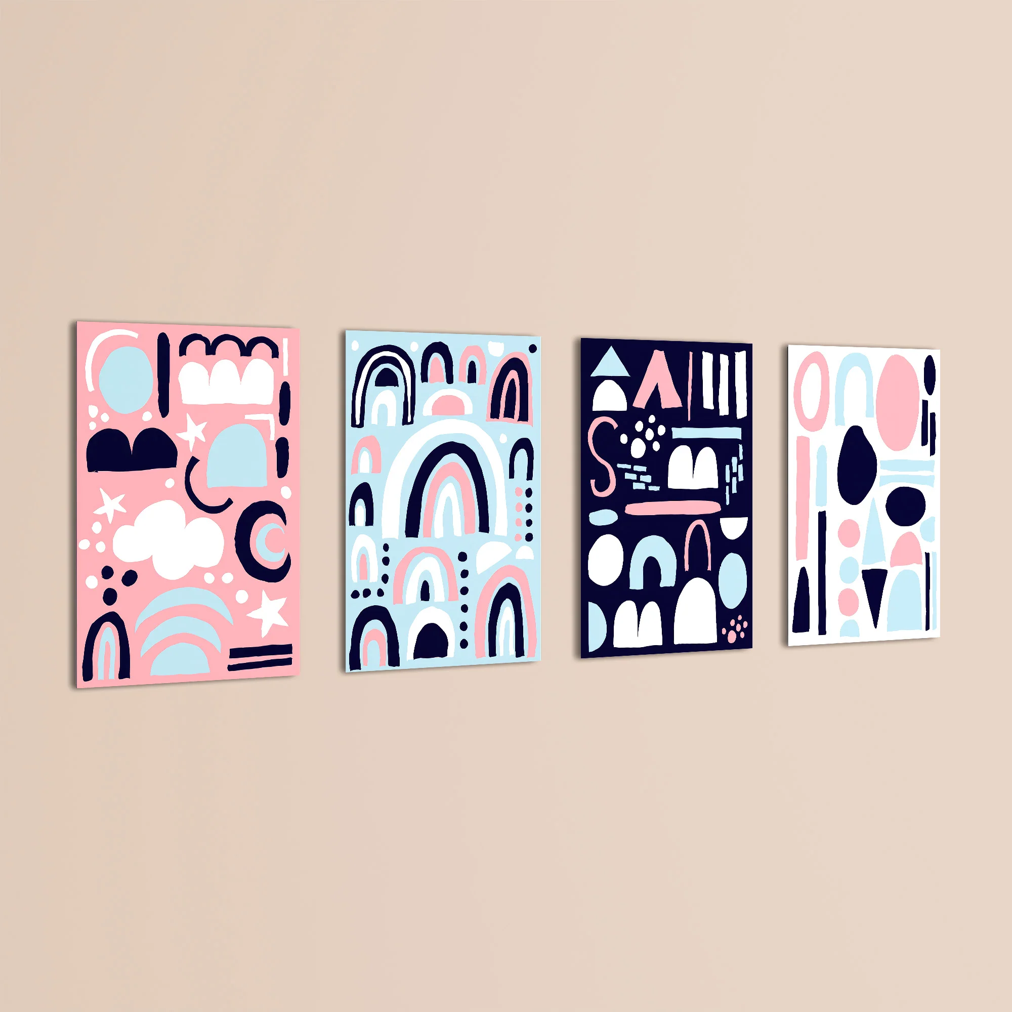 Scandi Shapes & Rainbows 4 Pieces Kids Metal Wall Art - Image 3
