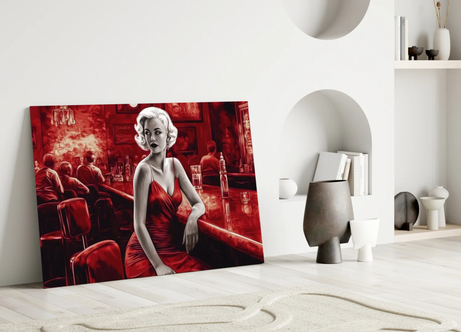 Scarlet Tinted Blonde at Bar Glass Wall Art - Image 3