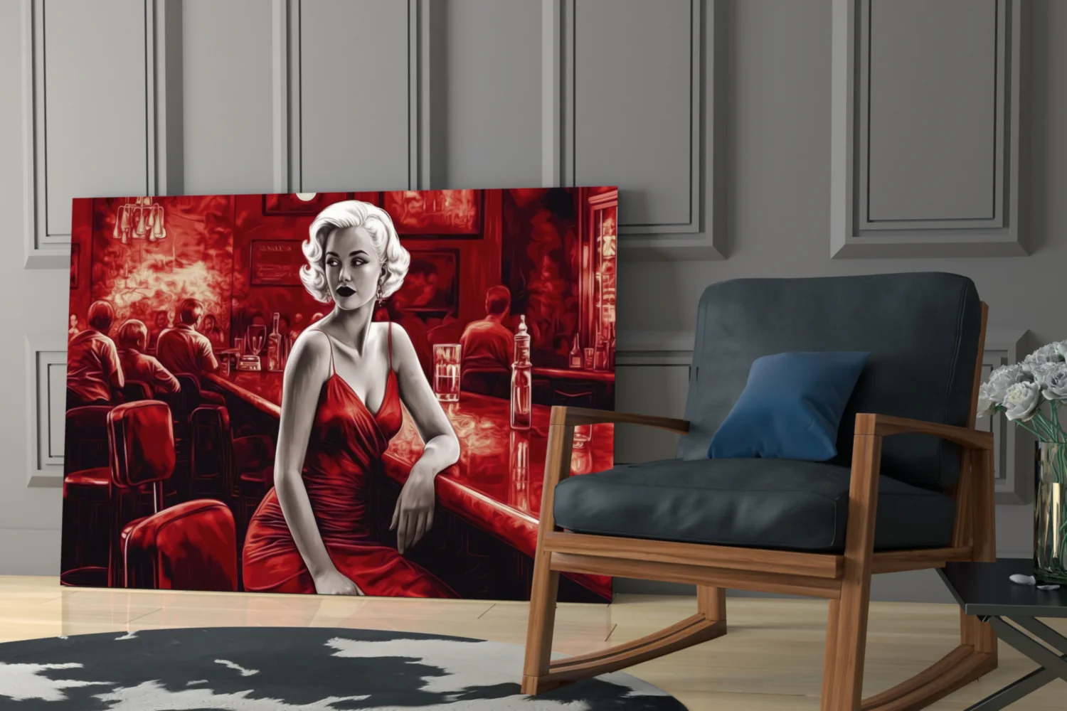 Scarlet Tinted Blonde at Bar Glass Wall Art - Image 6