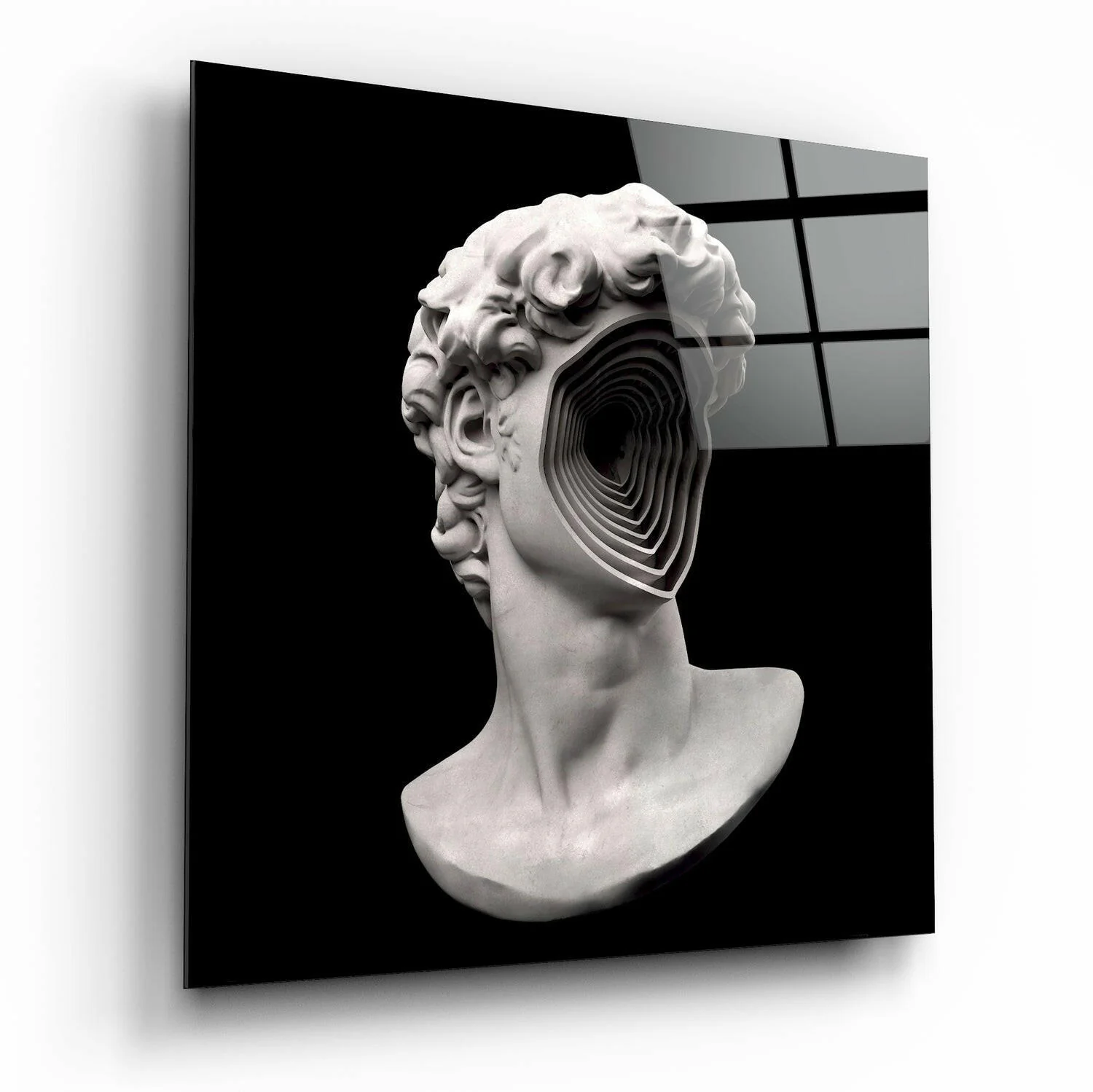 Sculpture Head Glass Wall Art