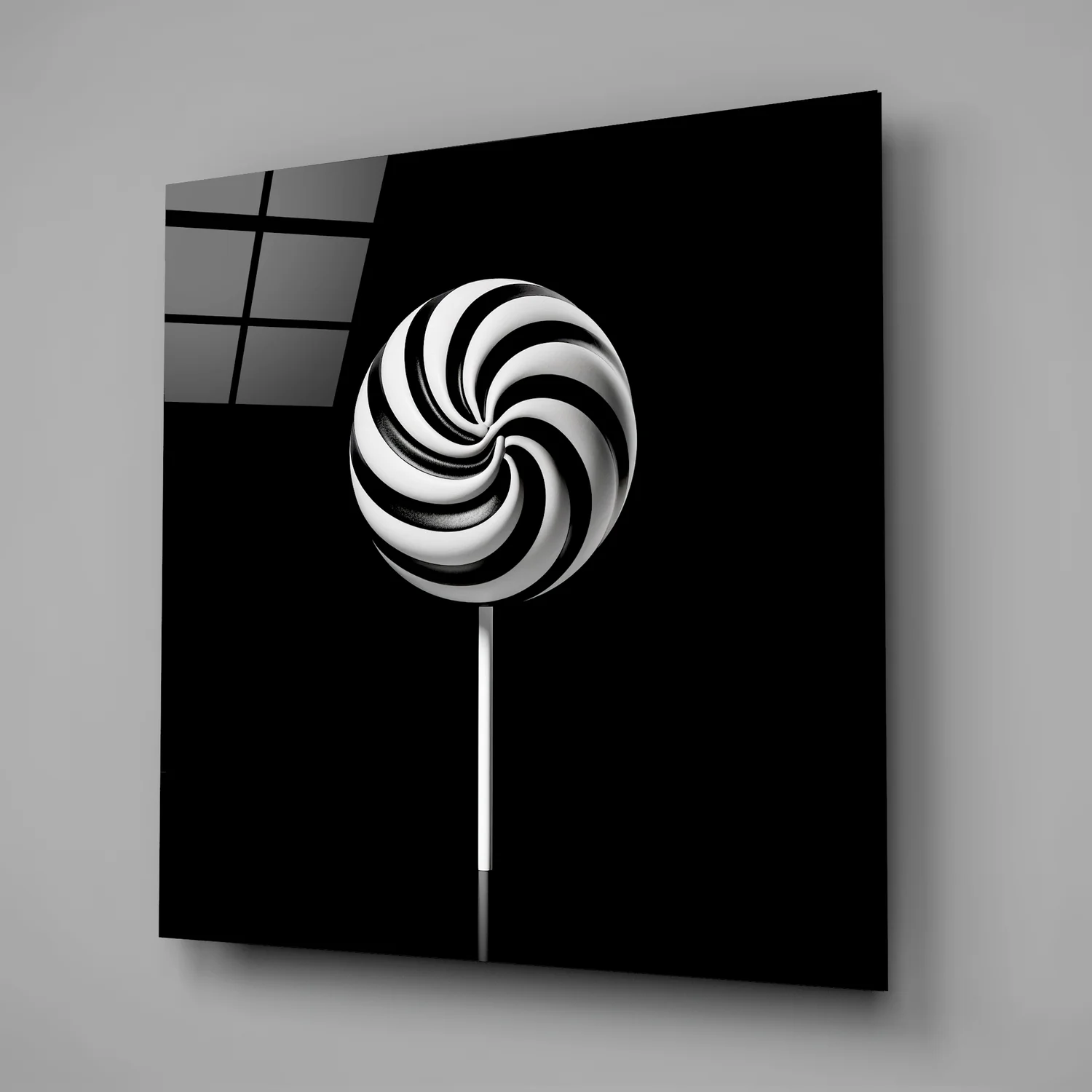 Monochrome Lolipop Glass Wall Art - Image 2