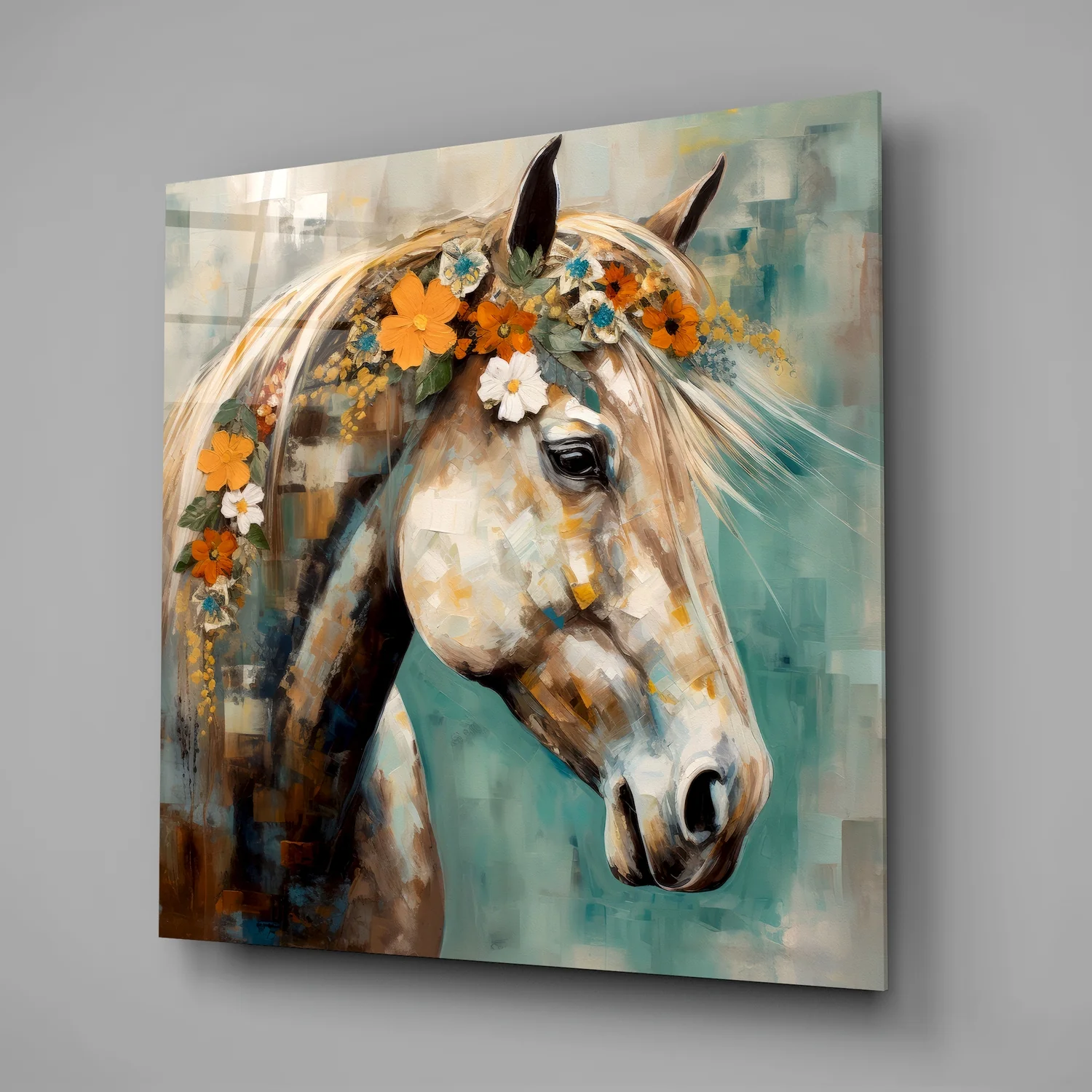 Flower And Horse Glass Wall Art - Image 2