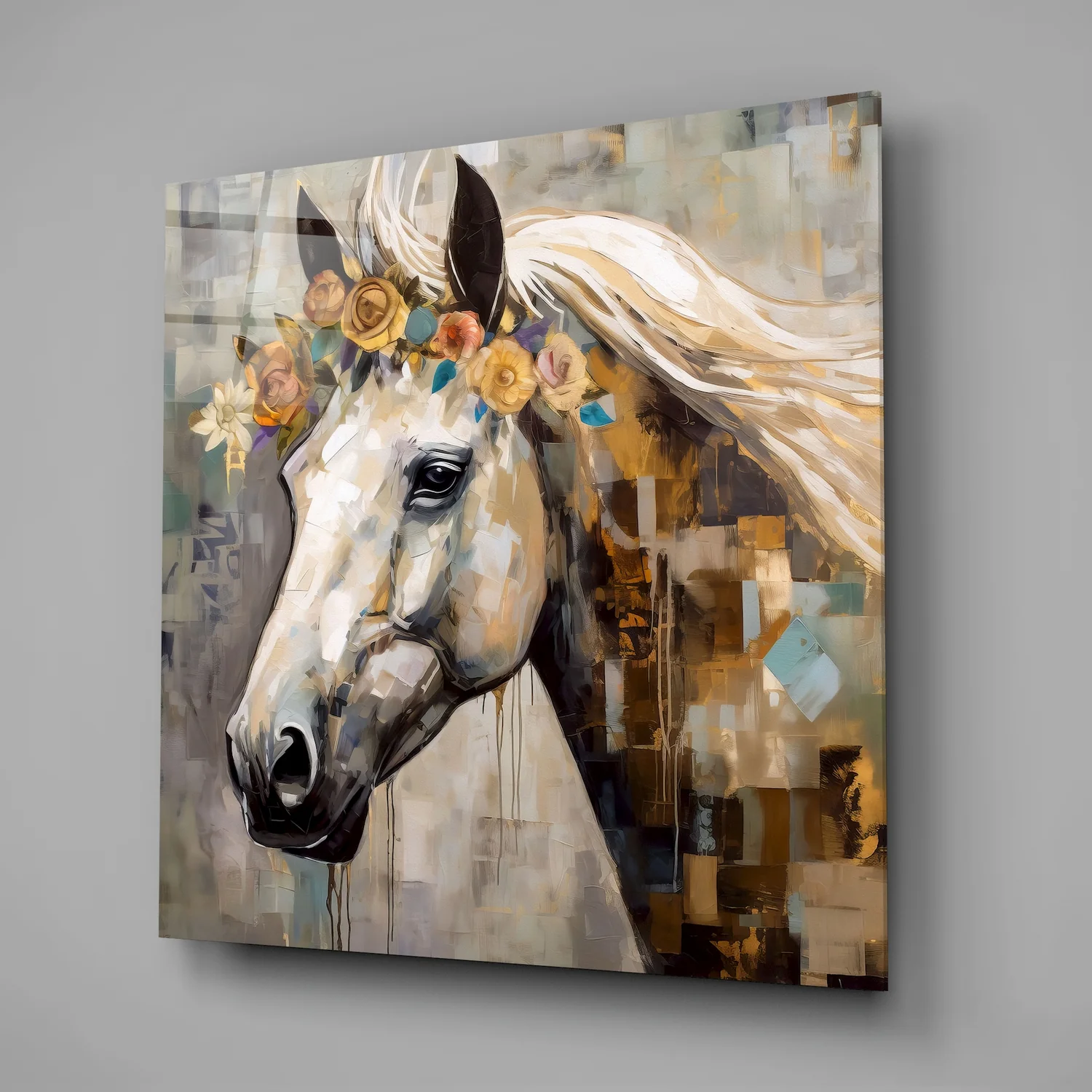 Flower And Horse Glass Wall Art - Image 2