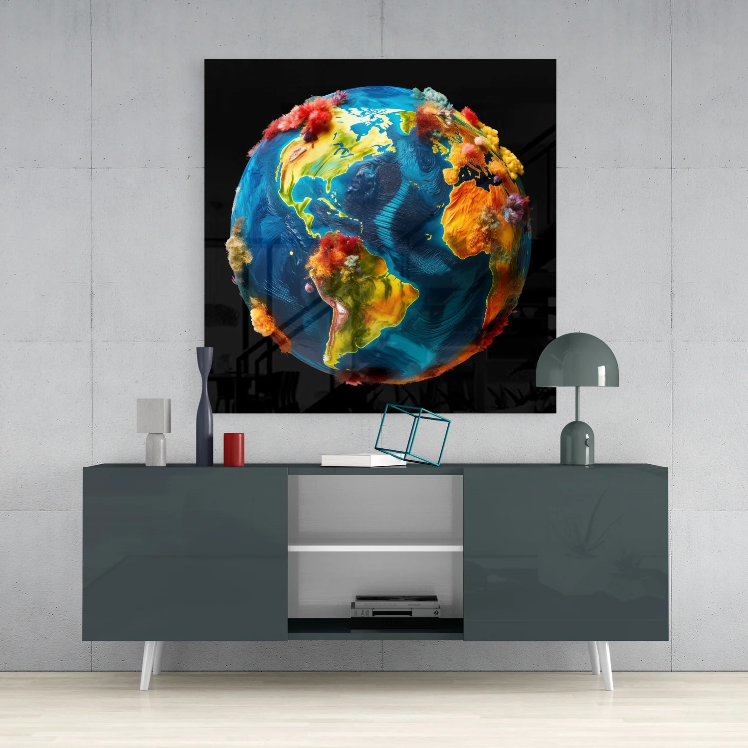 Color Explosions On Earth Glass Wall Art|| Designer's Collection - Image 4
