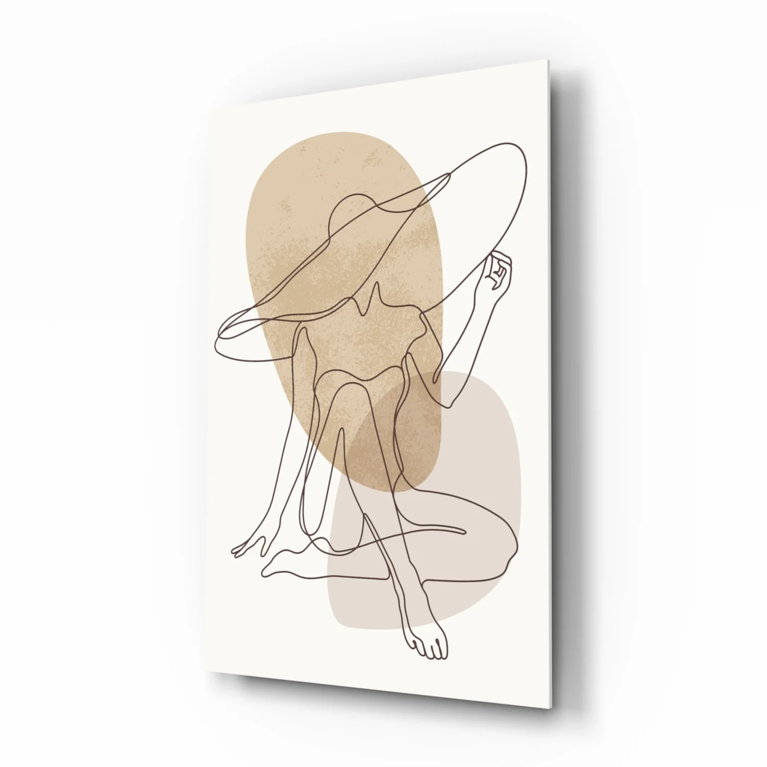 Seated Hat Woman Figure Glass Wall Art