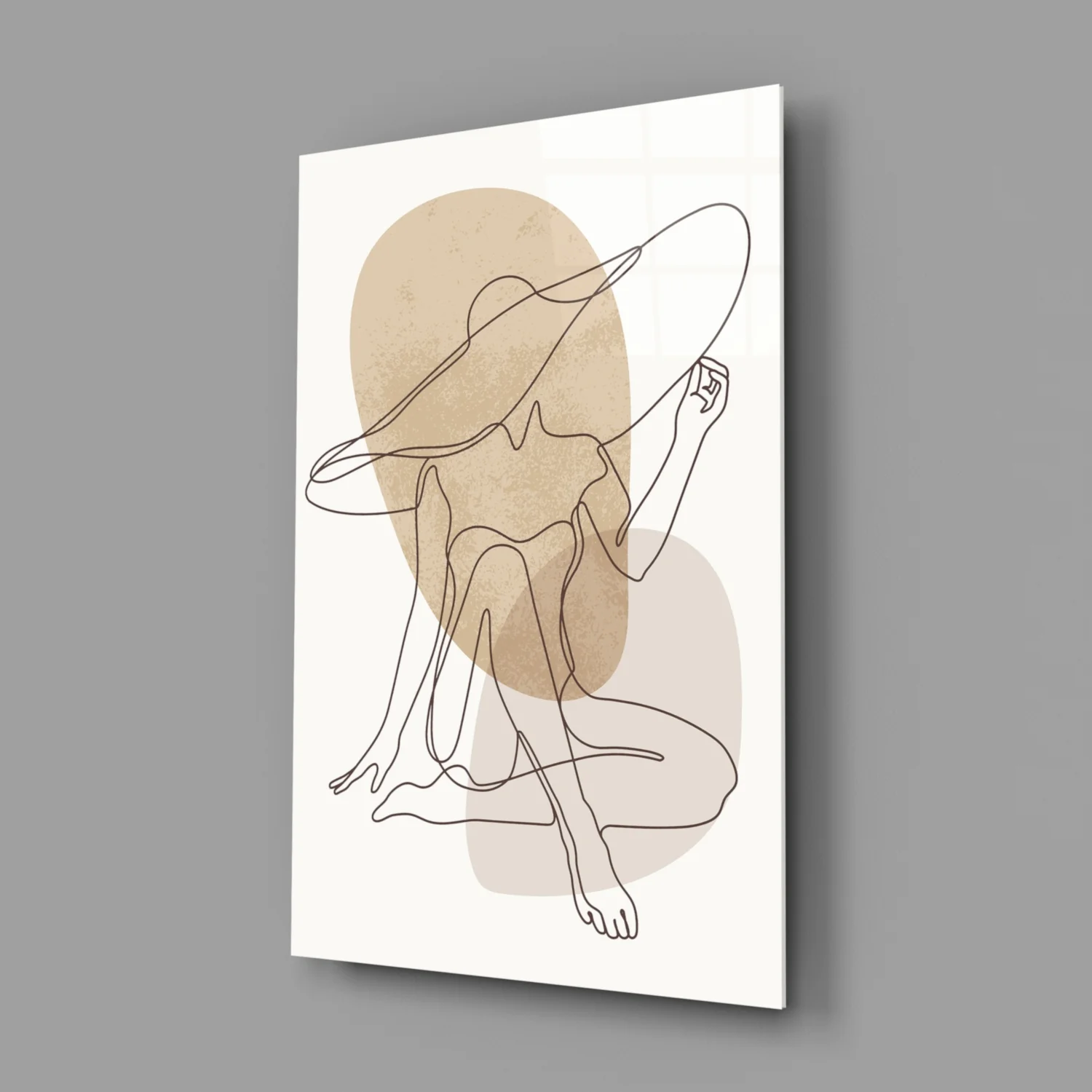 Seated Hat Woman Figure Glass Wall Art - Image 2