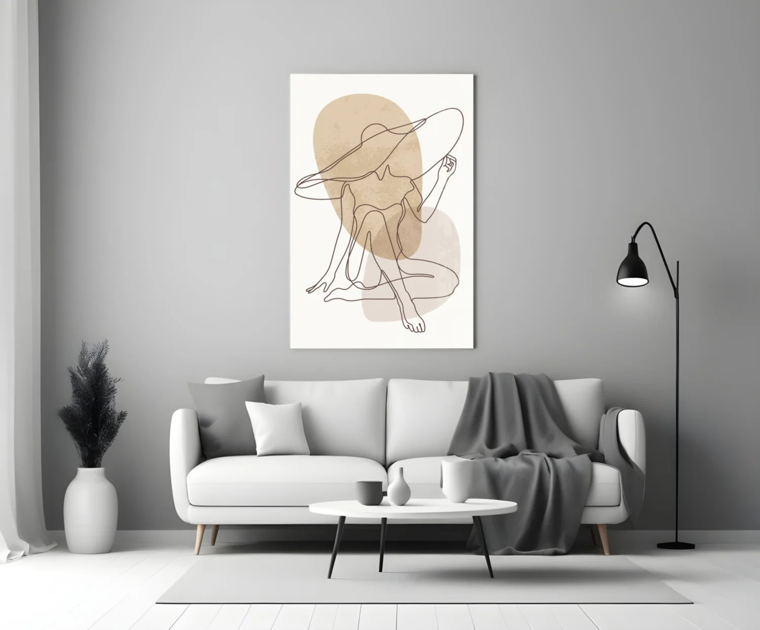 Seated Hat Woman Figure Glass Wall Art - Image 3