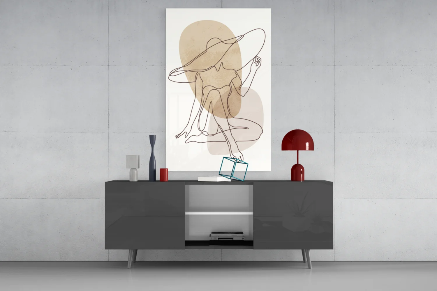 Seated Hat Woman Figure Glass Wall Art - Image 8