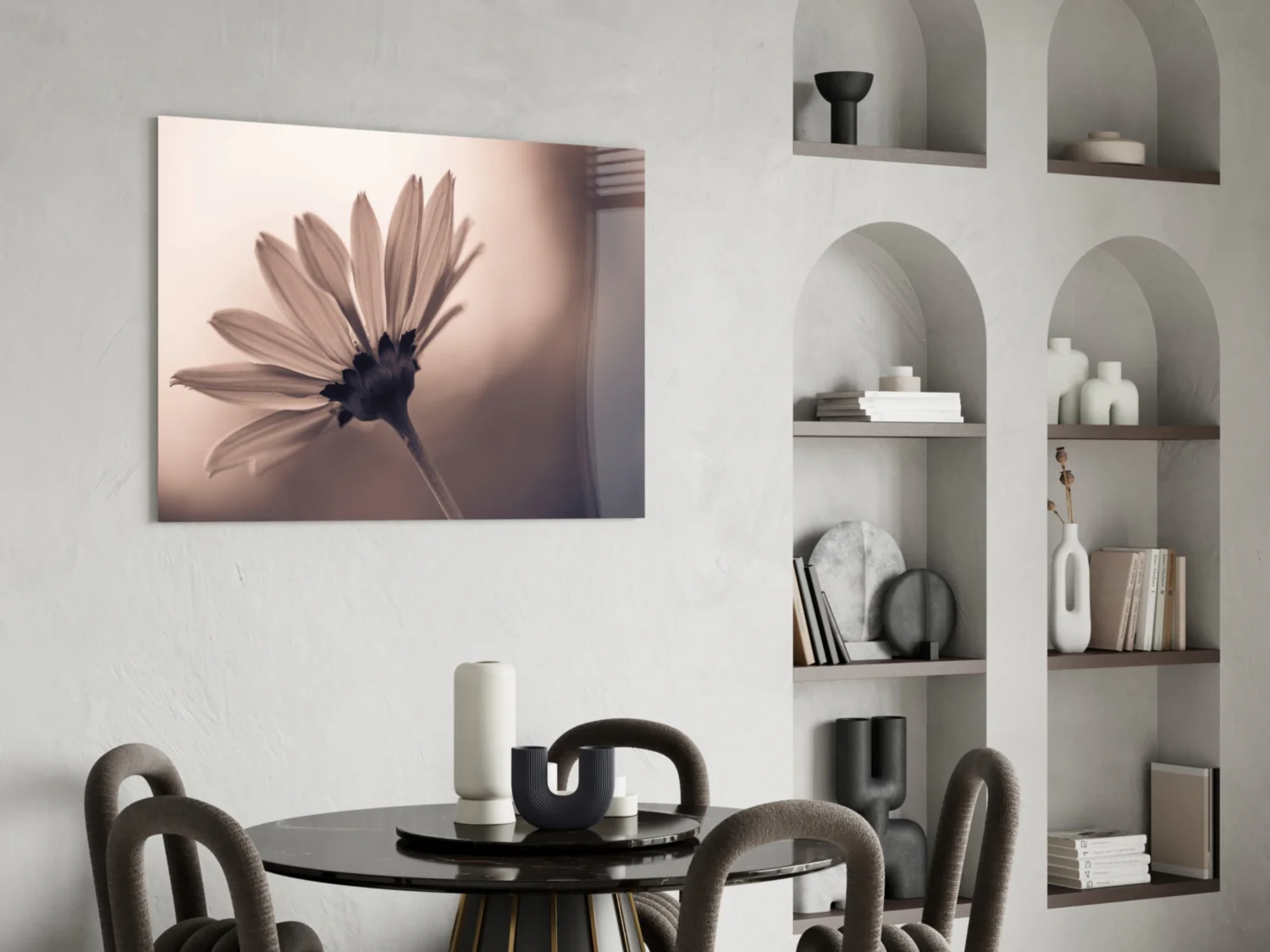 Sepia Backlit Daisy Silhouette Glass Wall Art - Image 6