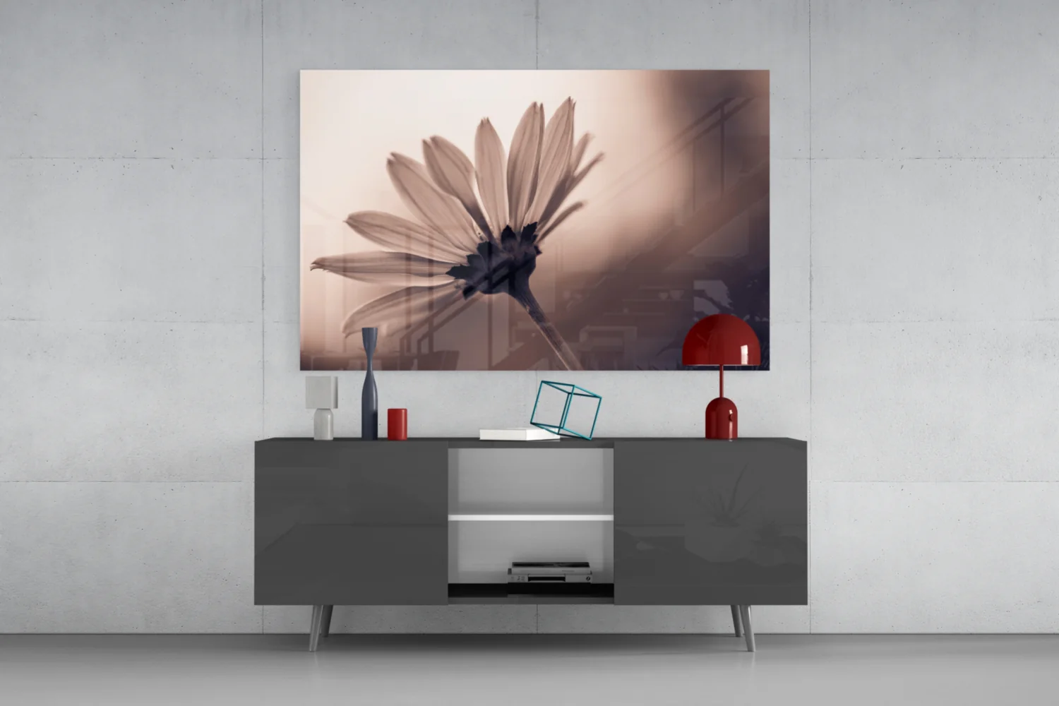 Sepia Backlit Daisy Silhouette Glass Wall Art - Image 9
