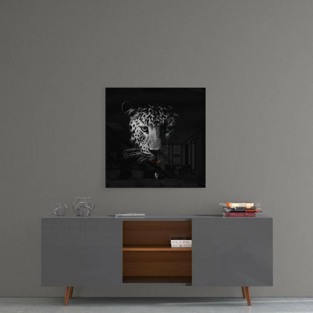 Shadow Emerging Leopard Glass Wall Art - Image 4