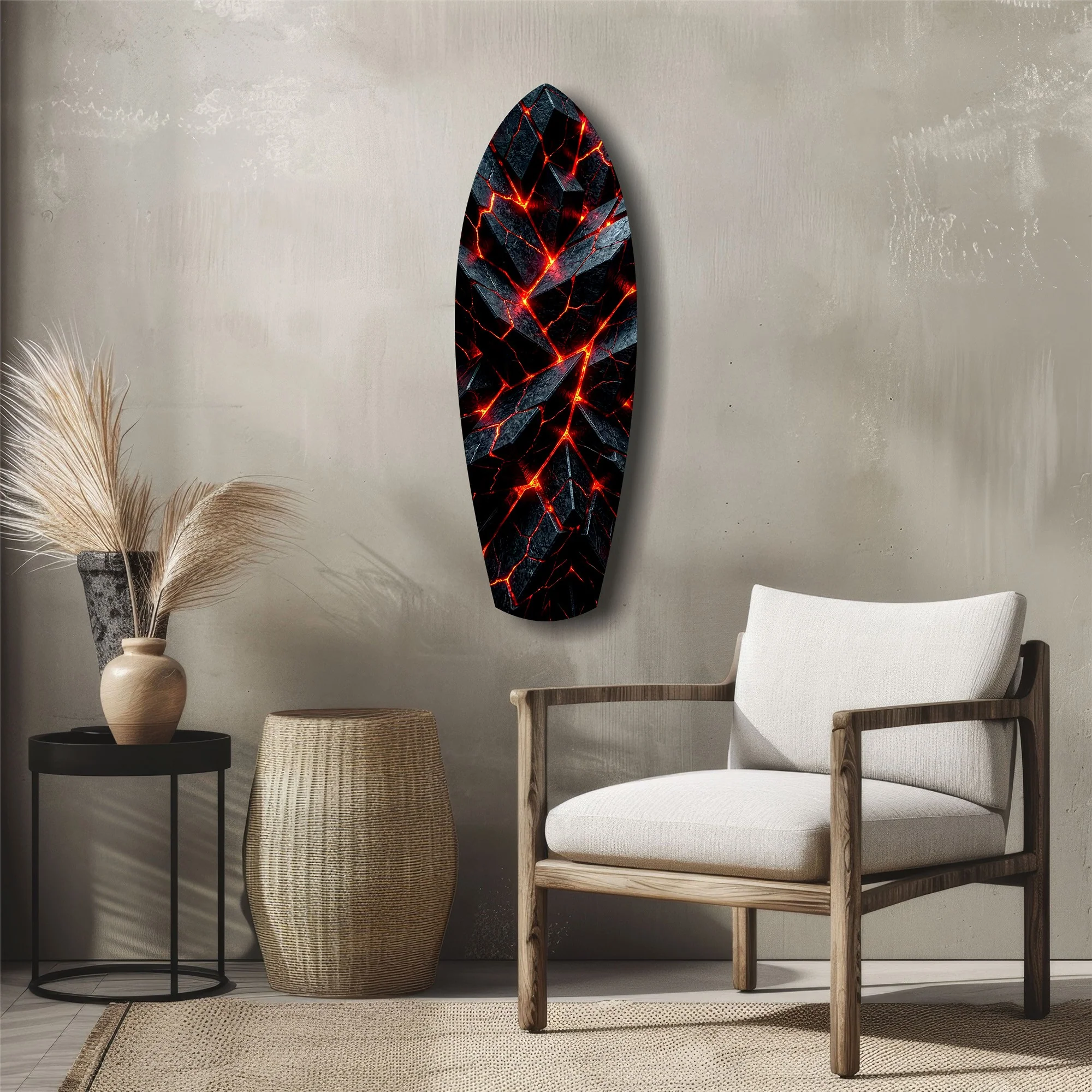 Shattered Volcanic Stone Lava Glow Glass Wall Art - Image 5