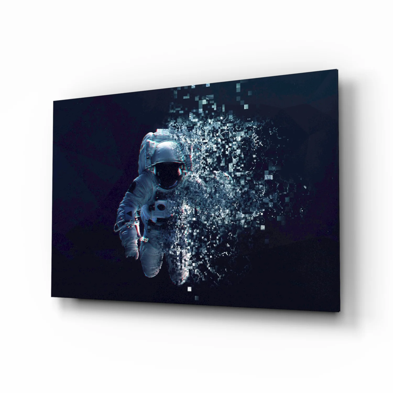 Shattering Pixel Astronaut Glass Wall Art - Image 2