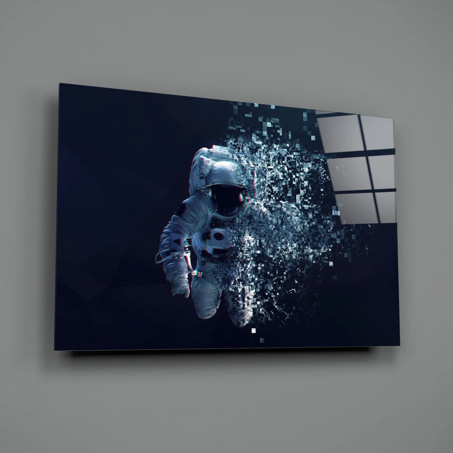 Shattering Pixel Astronaut Glass Wall Art - Image 3