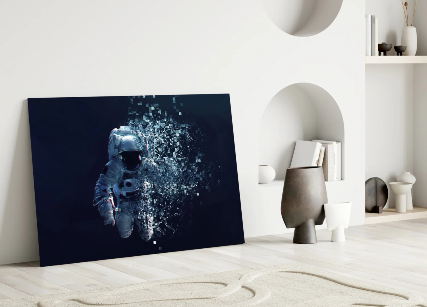 Shattering Pixel Astronaut Glass Wall Art - Image 4