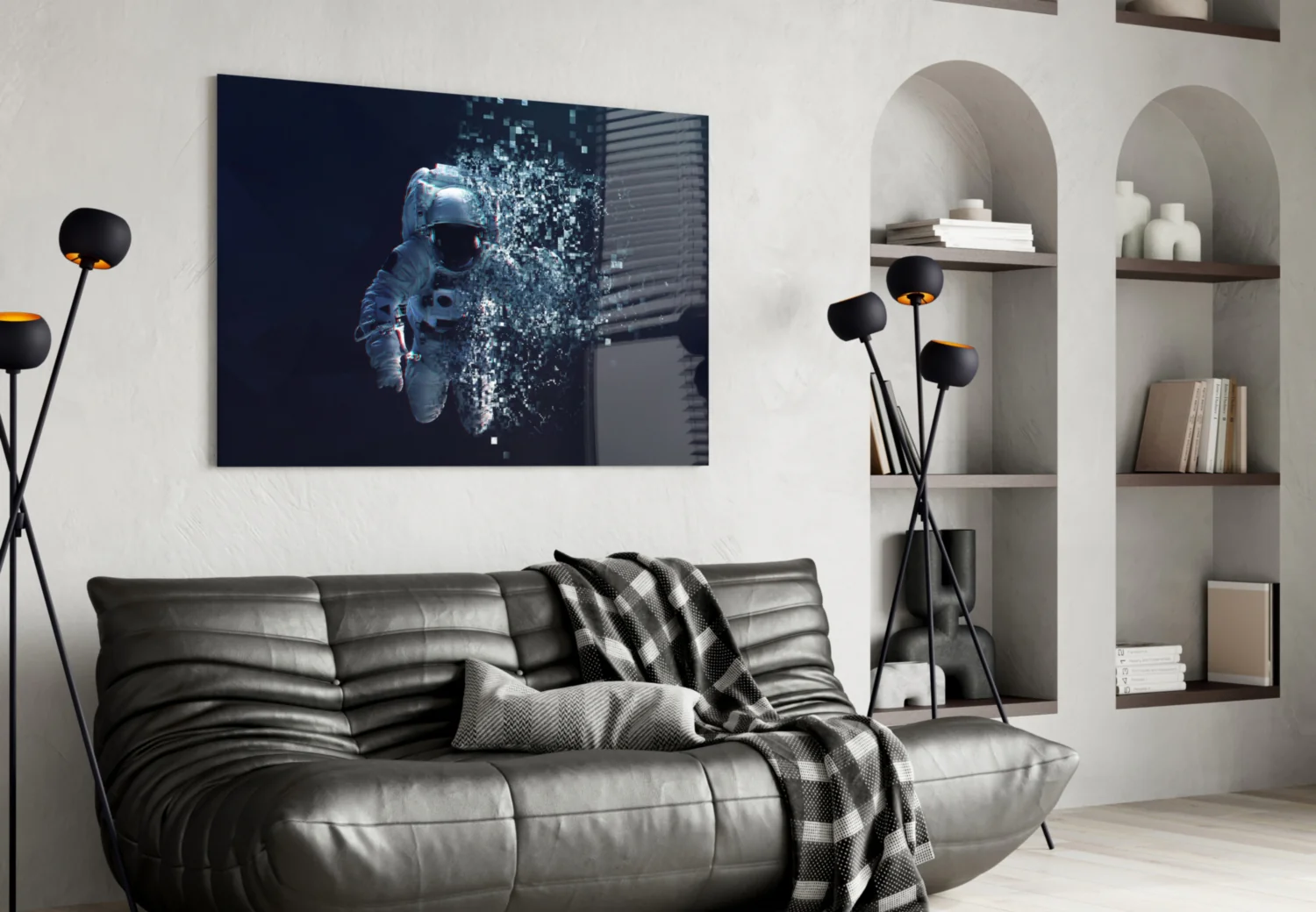 Shattering Pixel Astronaut Glass Wall Art - Image 5