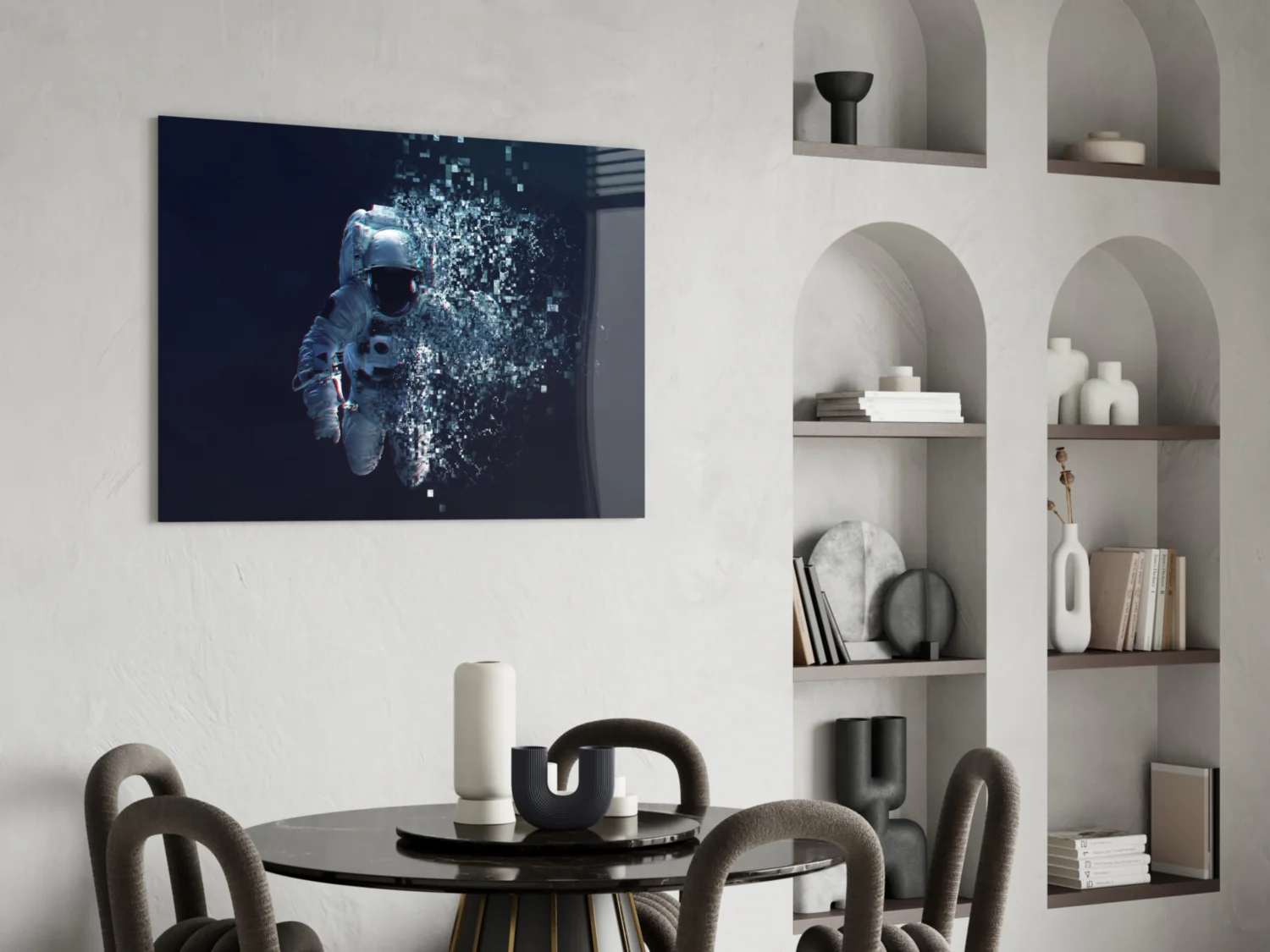 Shattering Pixel Astronaut Glass Wall Art - Image 6