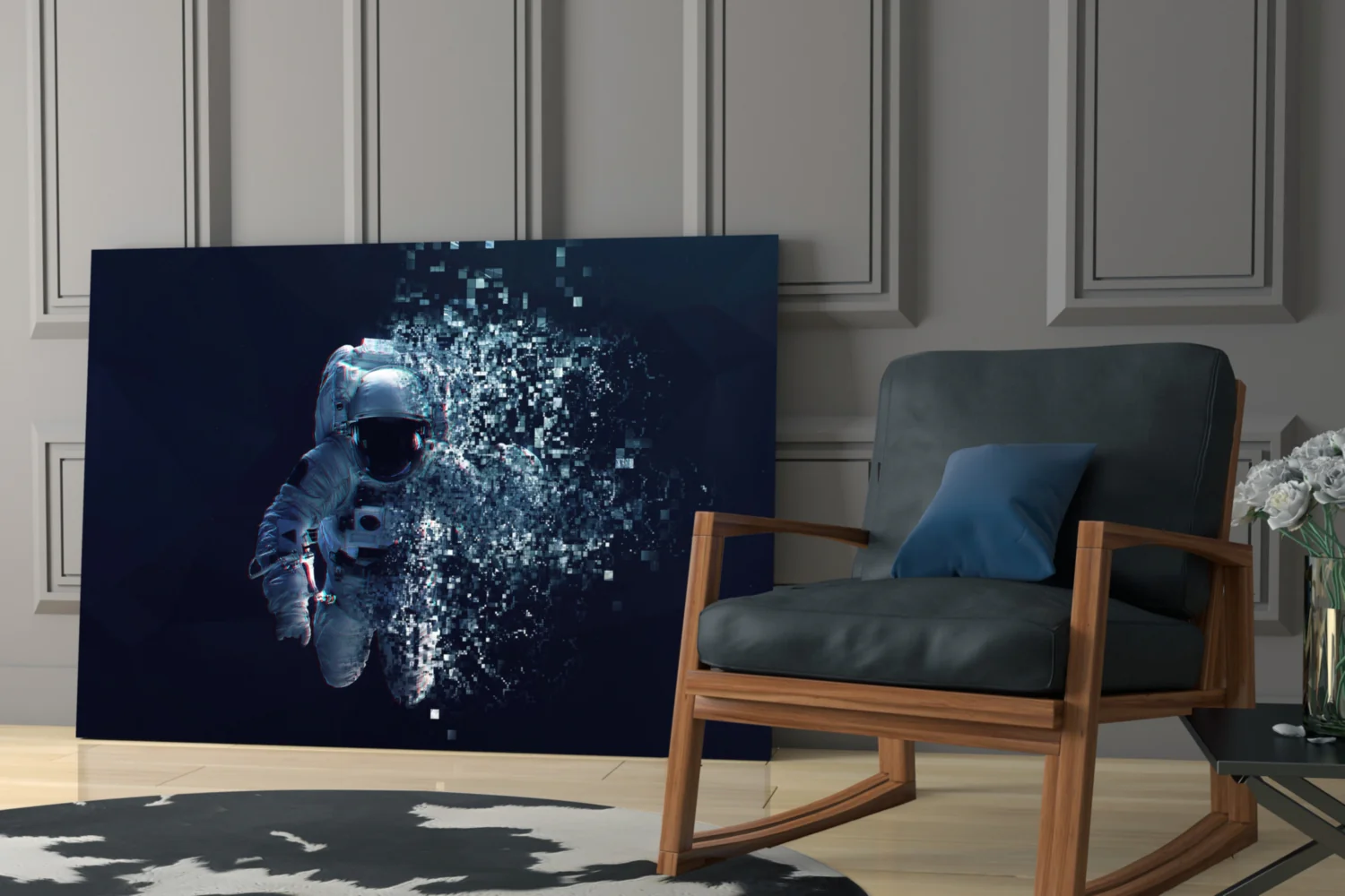 Shattering Pixel Astronaut Glass Wall Art - Image 7