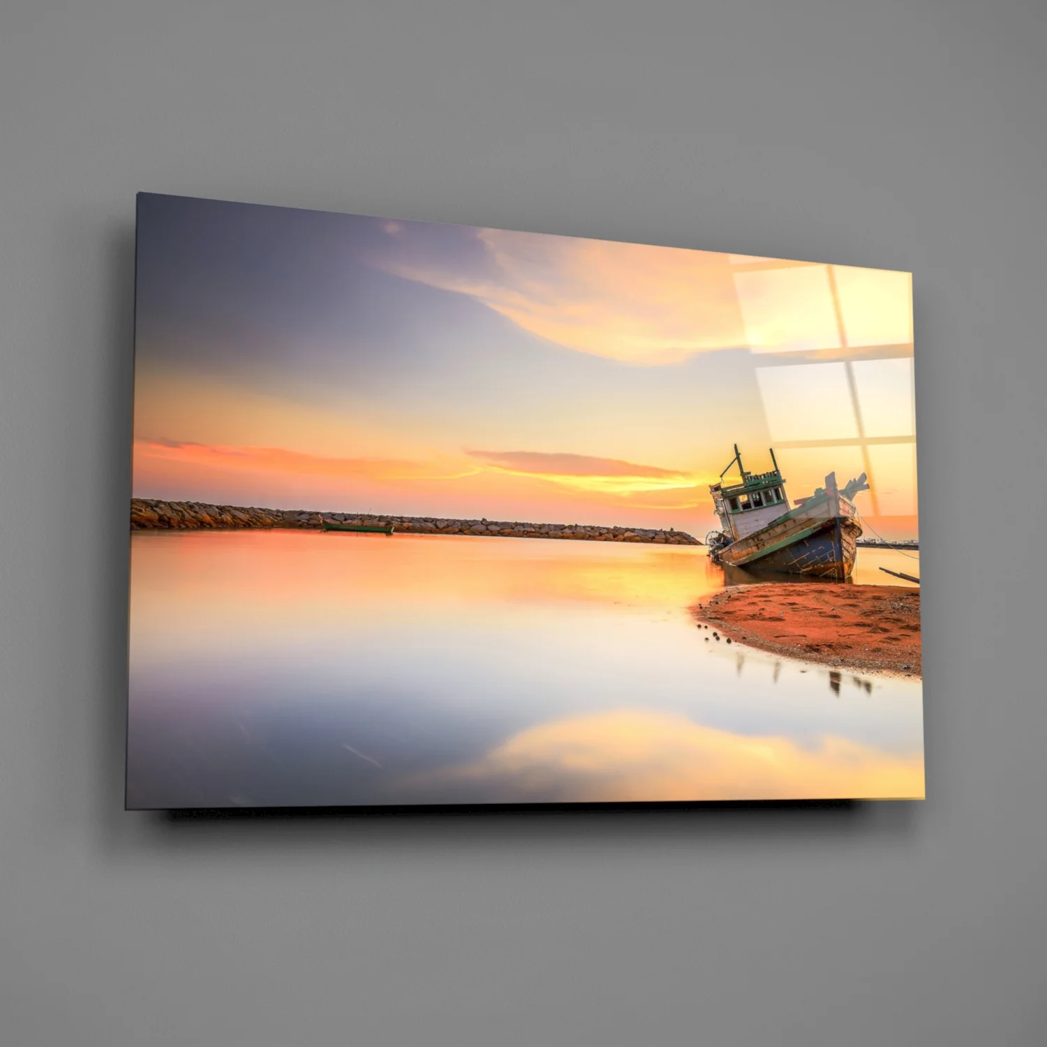 Ship On The Beach Glass Wall Art - Image 2