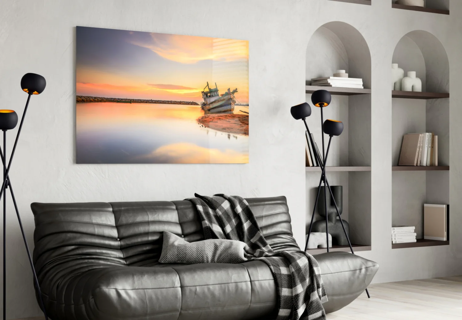 Ship On The Beach Glass Wall Art - Image 4