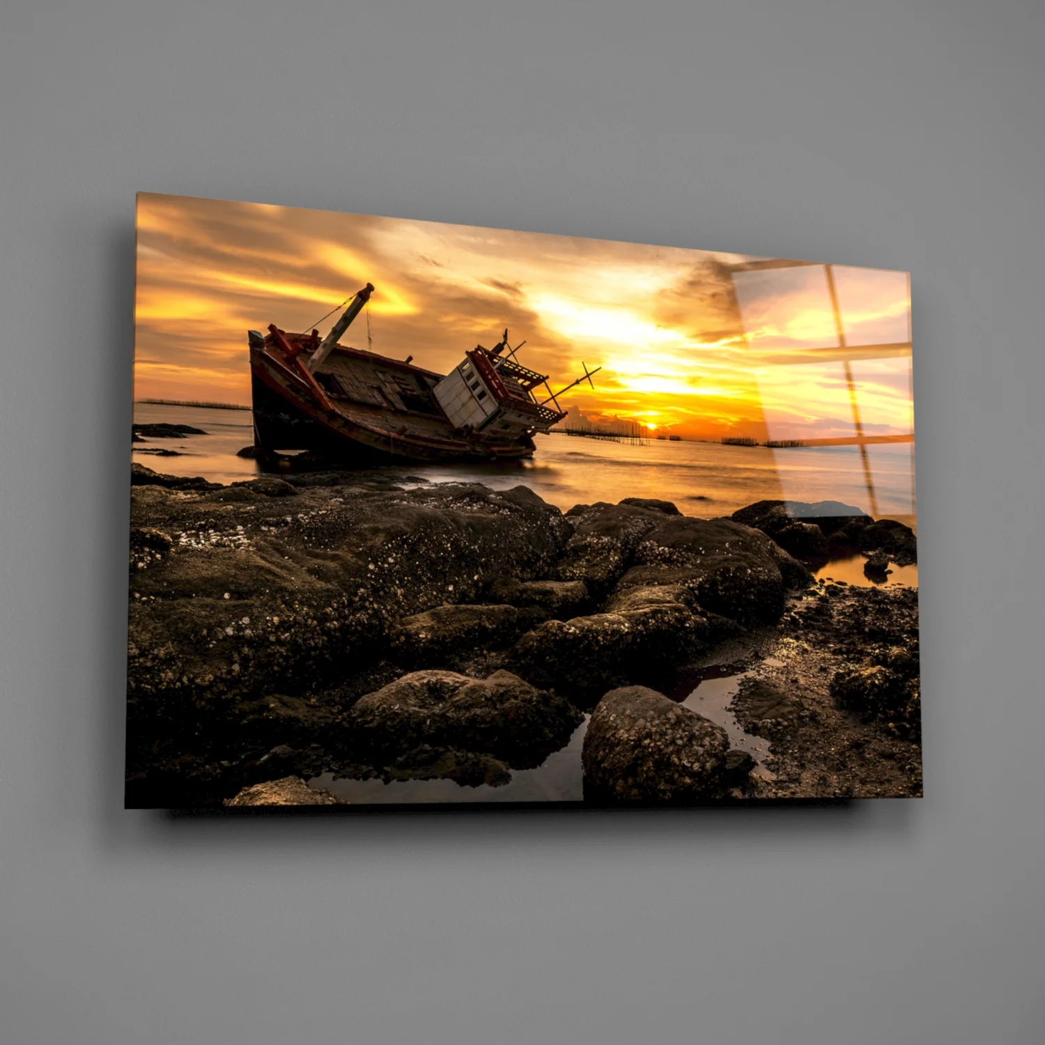 Ship Wreck Glass Wall Art - Image 2