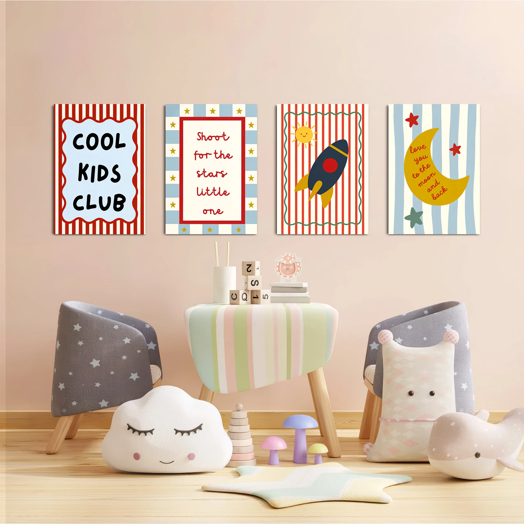 Shoot For The Stars Rocket 4 Pieces Kids Metal Wall Art - Image 6