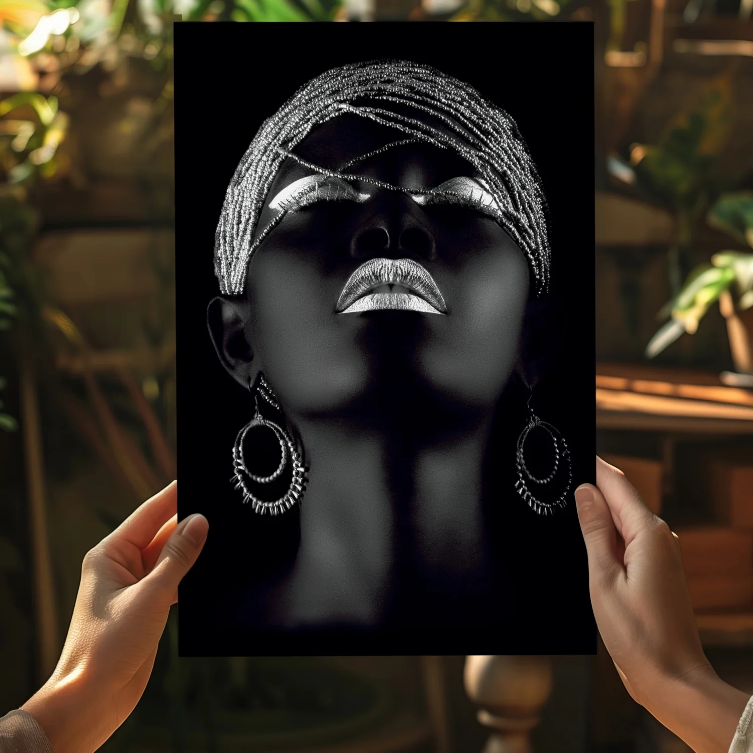 Silver Beaded Headwrap Aluminum Print - Image 5