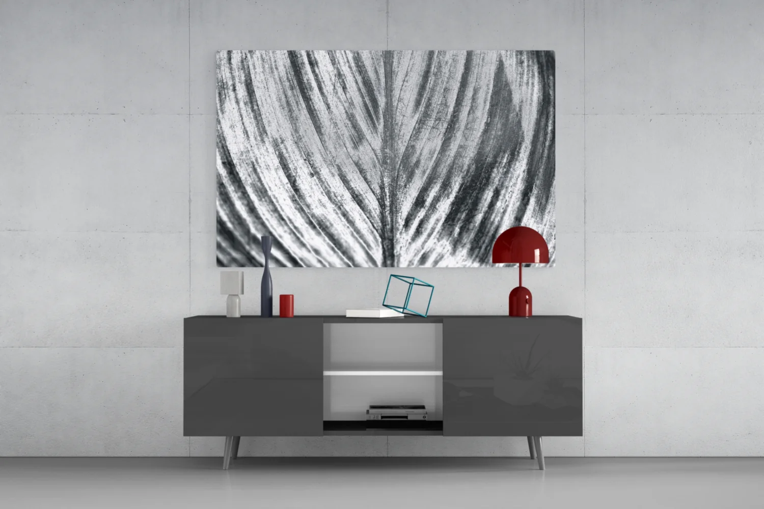 Silver Brushed Leaf Glass Wall Art - Image 8