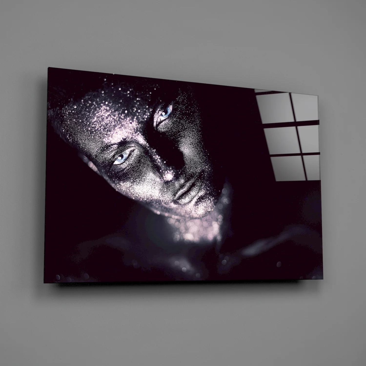 Silver Glitter Shadowed Woman Glass Wall Art - Image 2