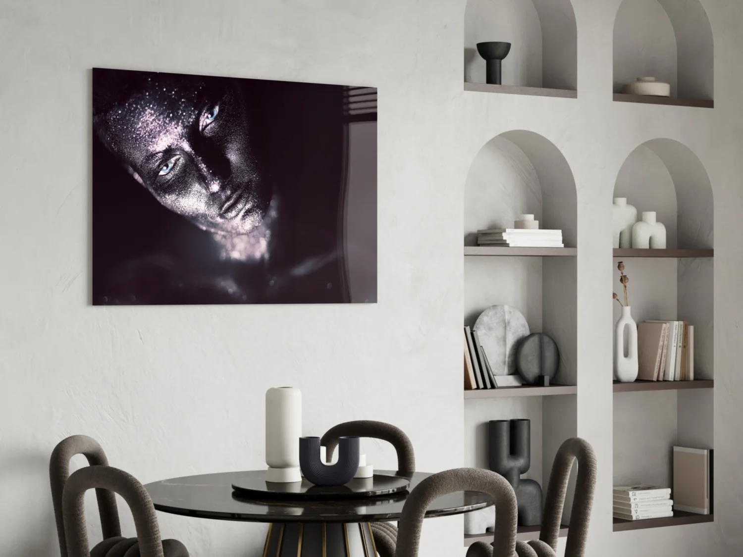 Silver Glitter Shadowed Woman Glass Wall Art - Image 5