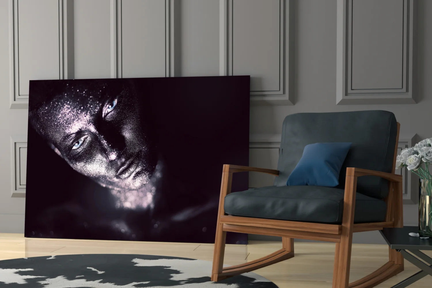 Silver Glitter Shadowed Woman Glass Wall Art - Image 6