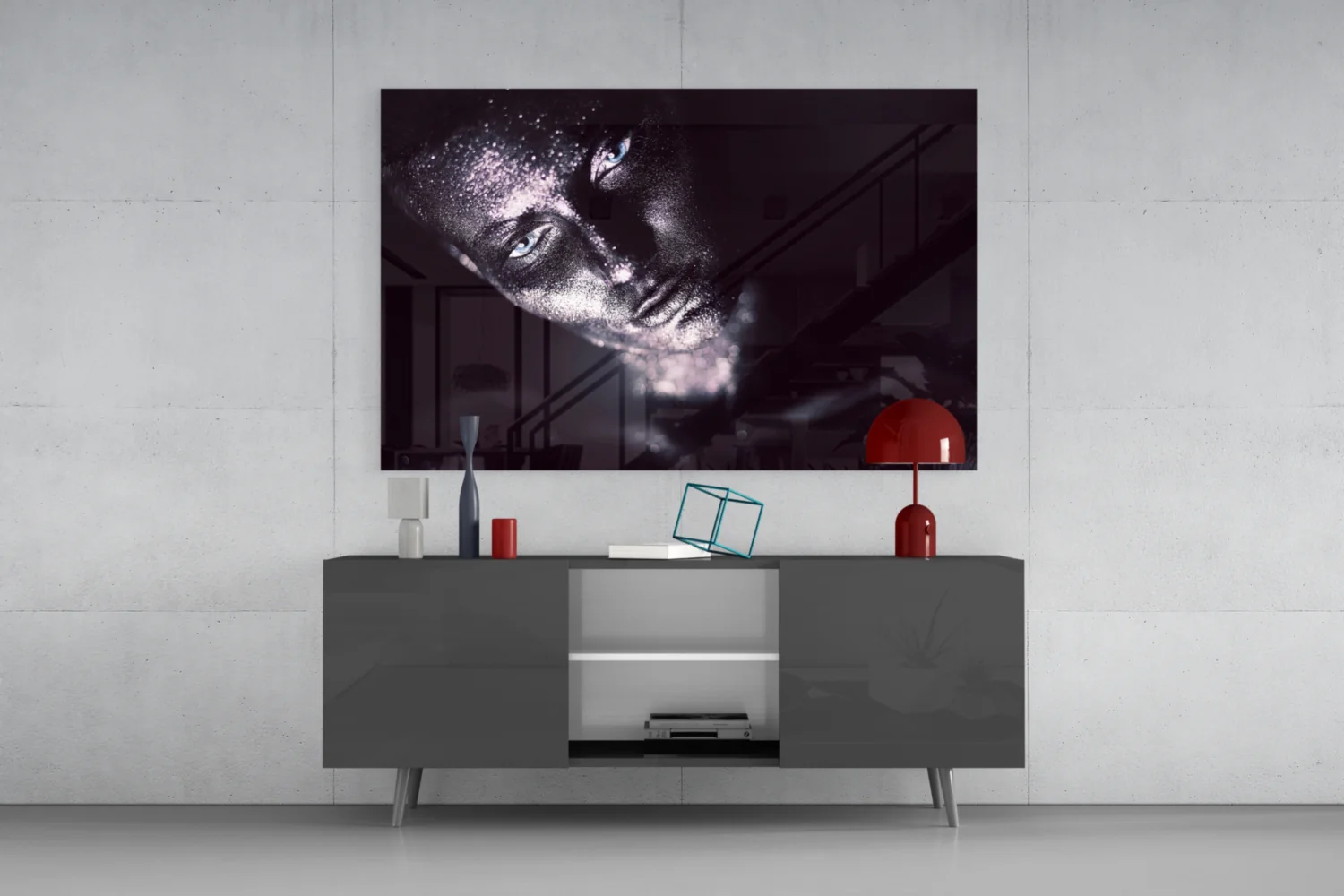Silver Glitter Shadowed Woman Glass Wall Art - Image 8