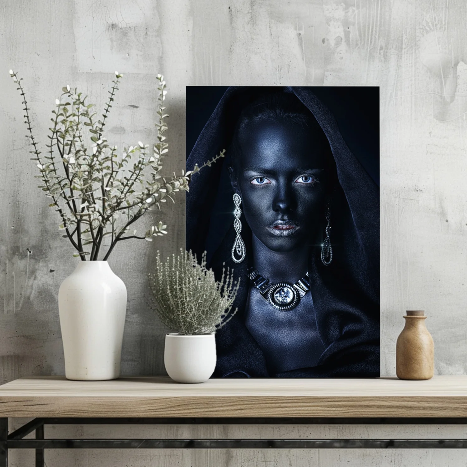 Silver Jewelry Hooded Woman Aluminum Print - Image 2