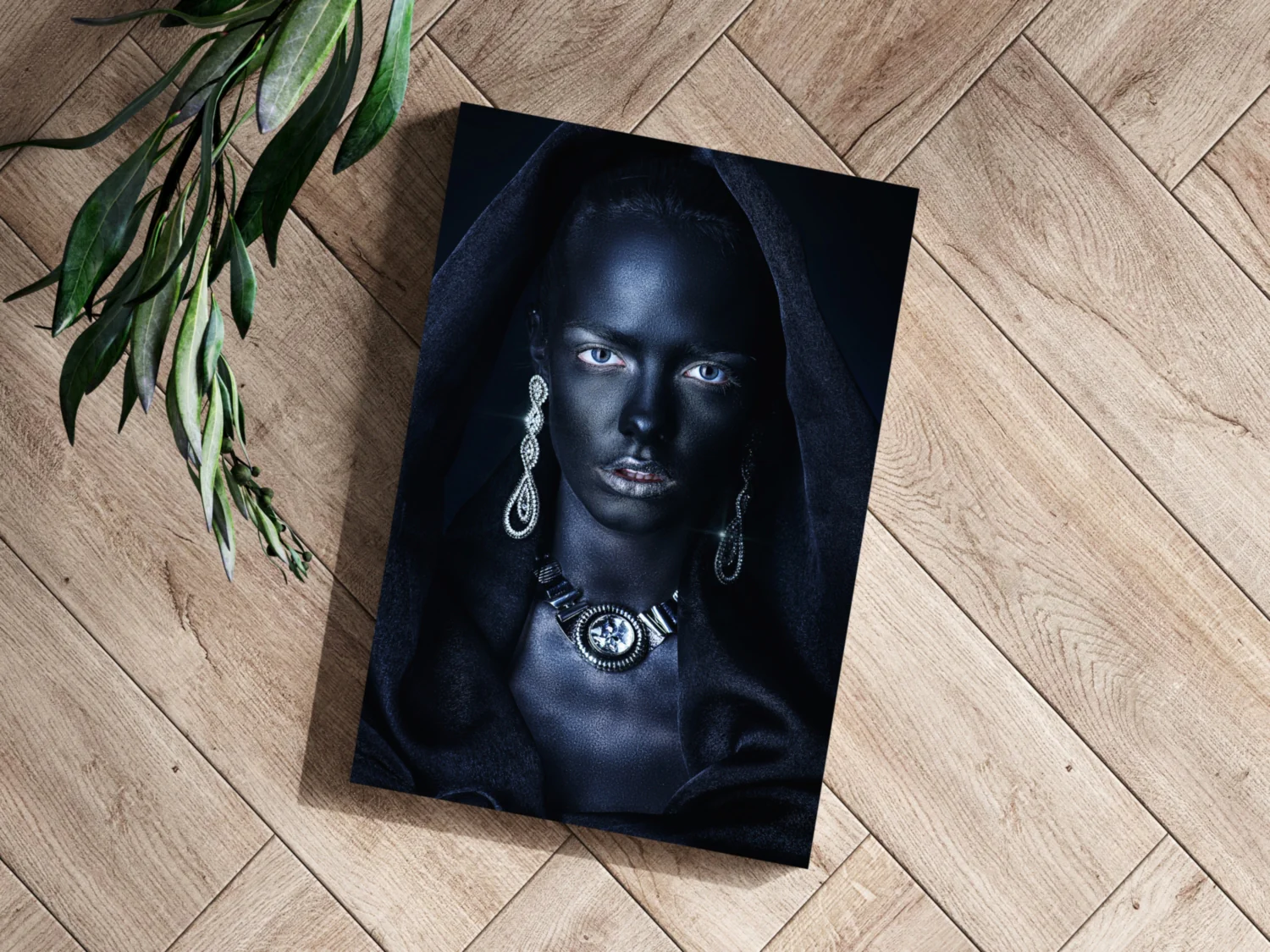 Silver Jewelry Hooded Woman Aluminum Print - Image 3
