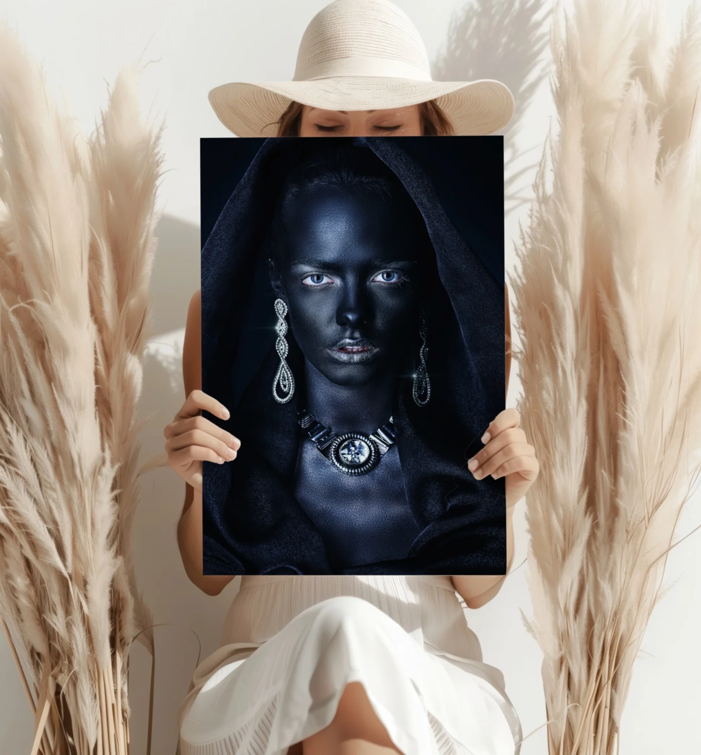 Silver Jewelry Hooded Woman Aluminum Print - Image 4