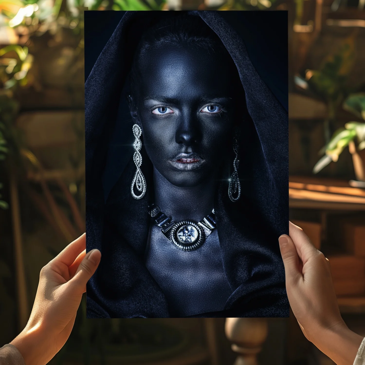 Silver Jewelry Hooded Woman Aluminum Print - Image 5