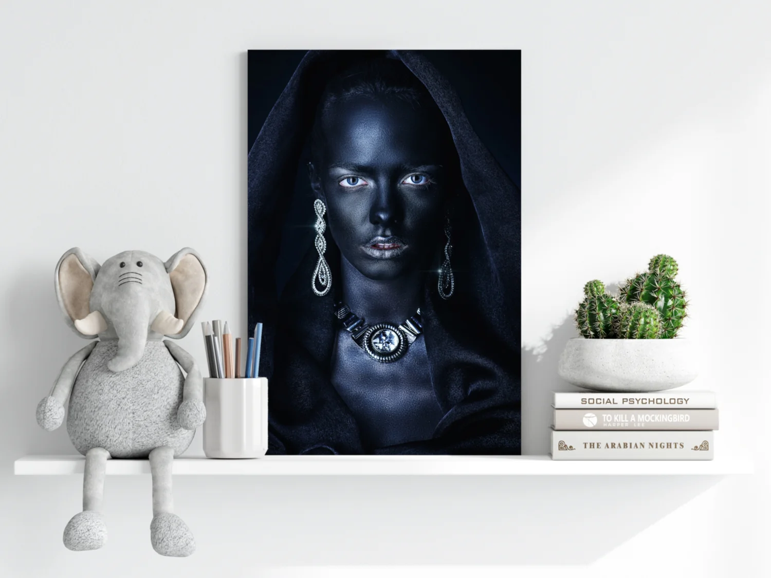Silver Jewelry Hooded Woman Aluminum Print - Image 6