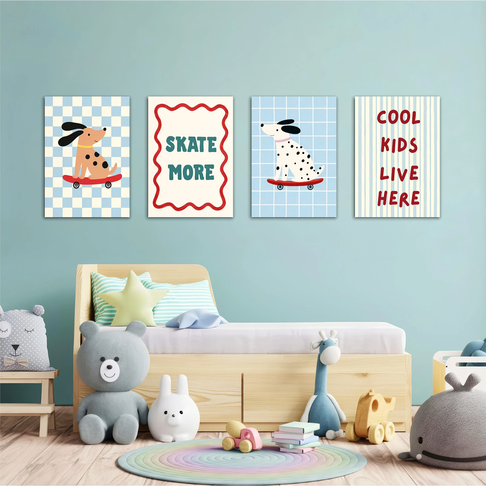 Skater Dogs Cool Kids 4 Pieces Kids Metal Wall Art - Image 2