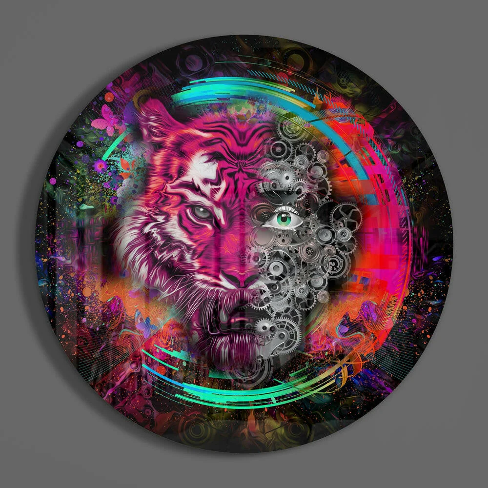 Mechanical Tiger Glass Wall Art - Image 3