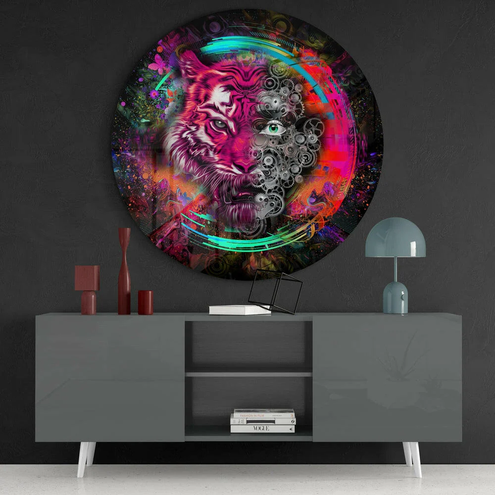 Mechanical Tiger Glass Wall Art - Image 4