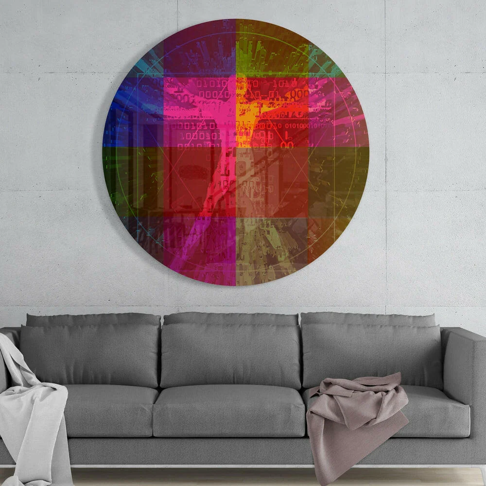 Da Vinci's Lines Glass Wall Art - Image 2