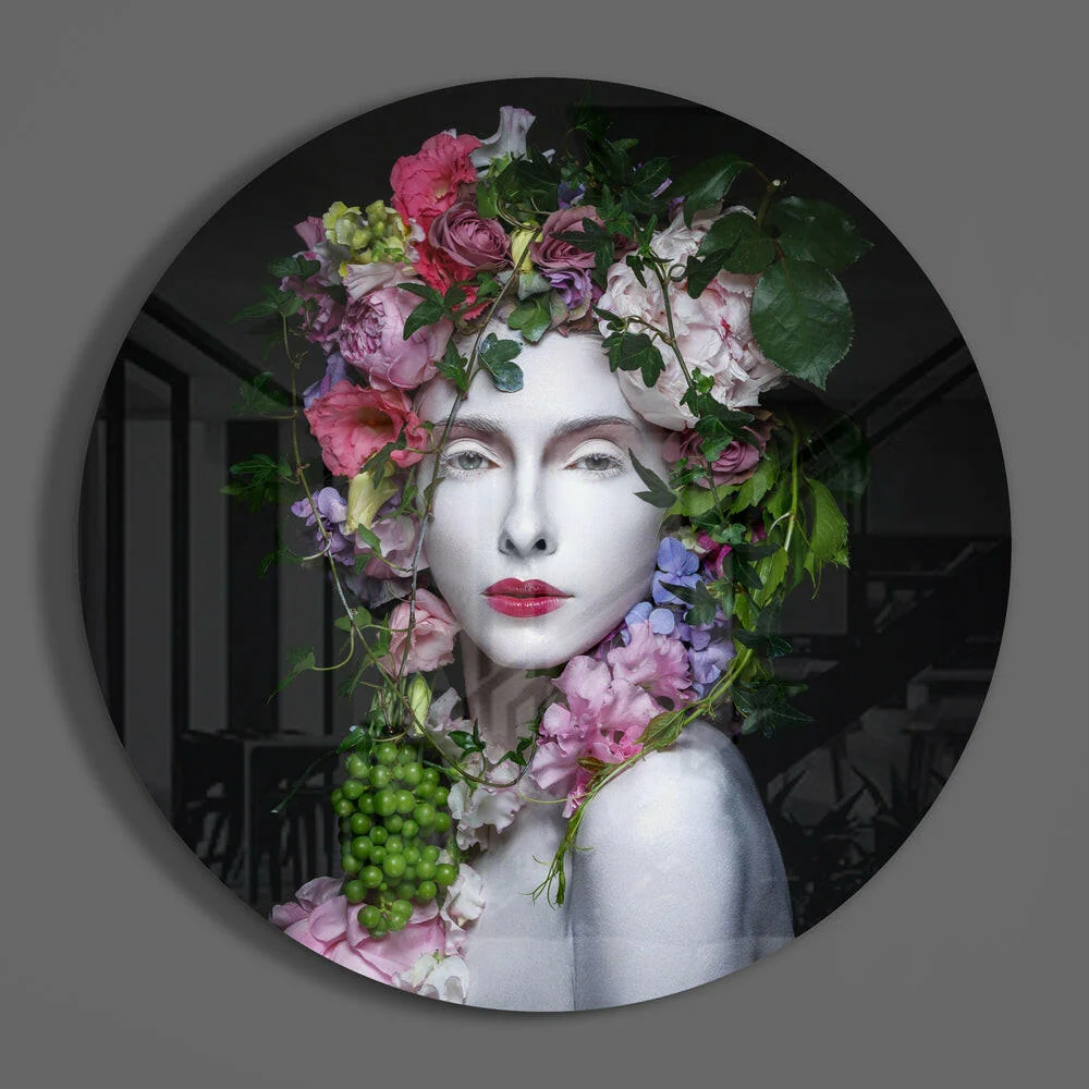 Floral Woman Glass Wall Art - Image 3