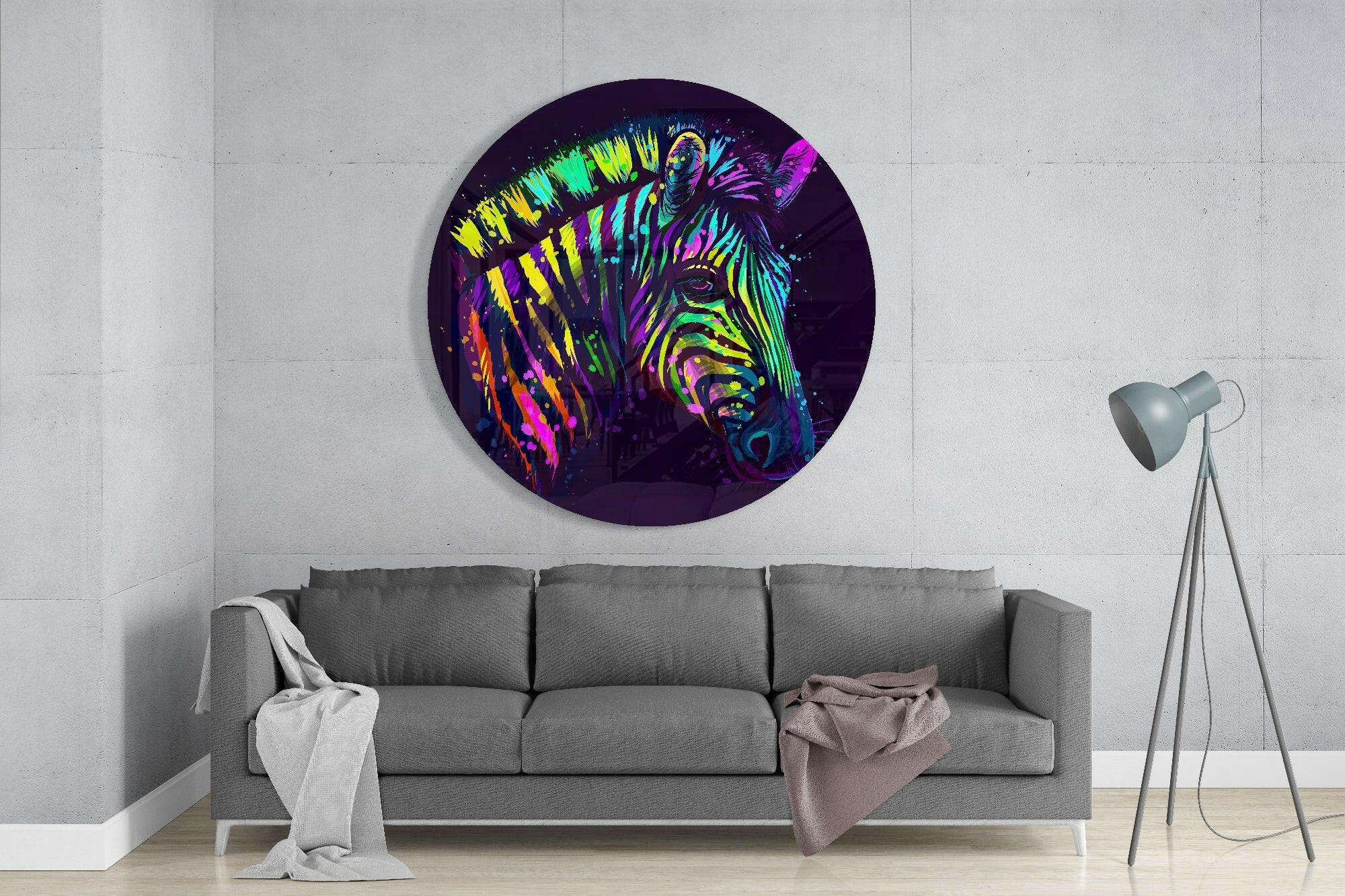 Colorful Zebra Glass Wall Art - Image 2