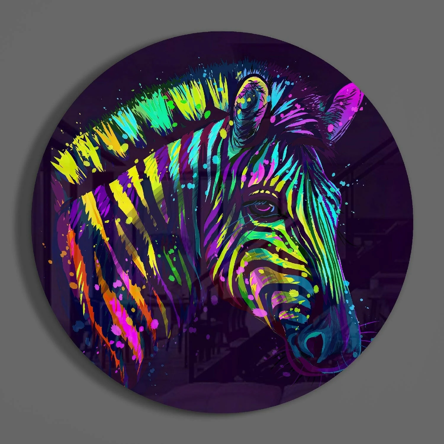 Colorful Zebra Glass Wall Art - Image 3