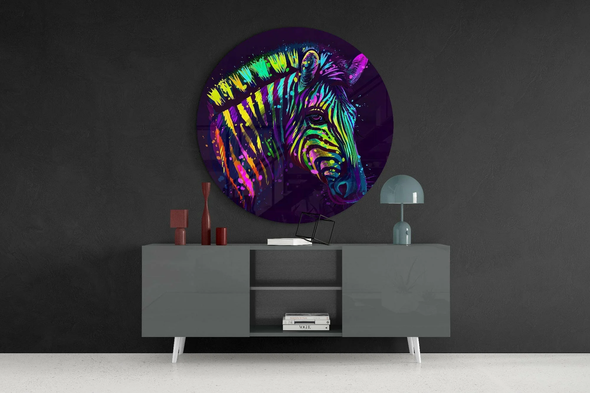 Colorful Zebra Glass Wall Art - Image 4