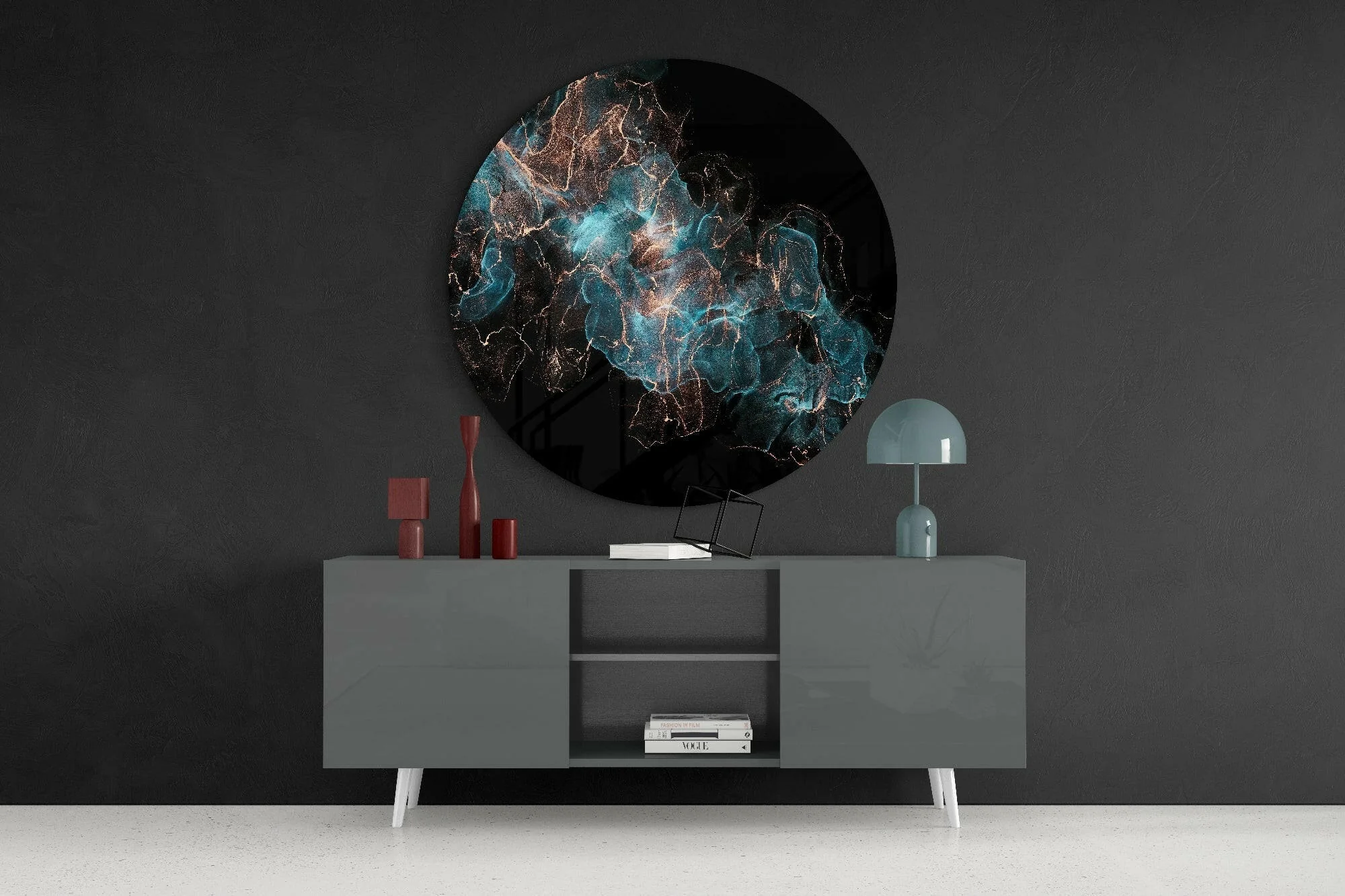 Blue Explosion Glass Wall Art - Image 4