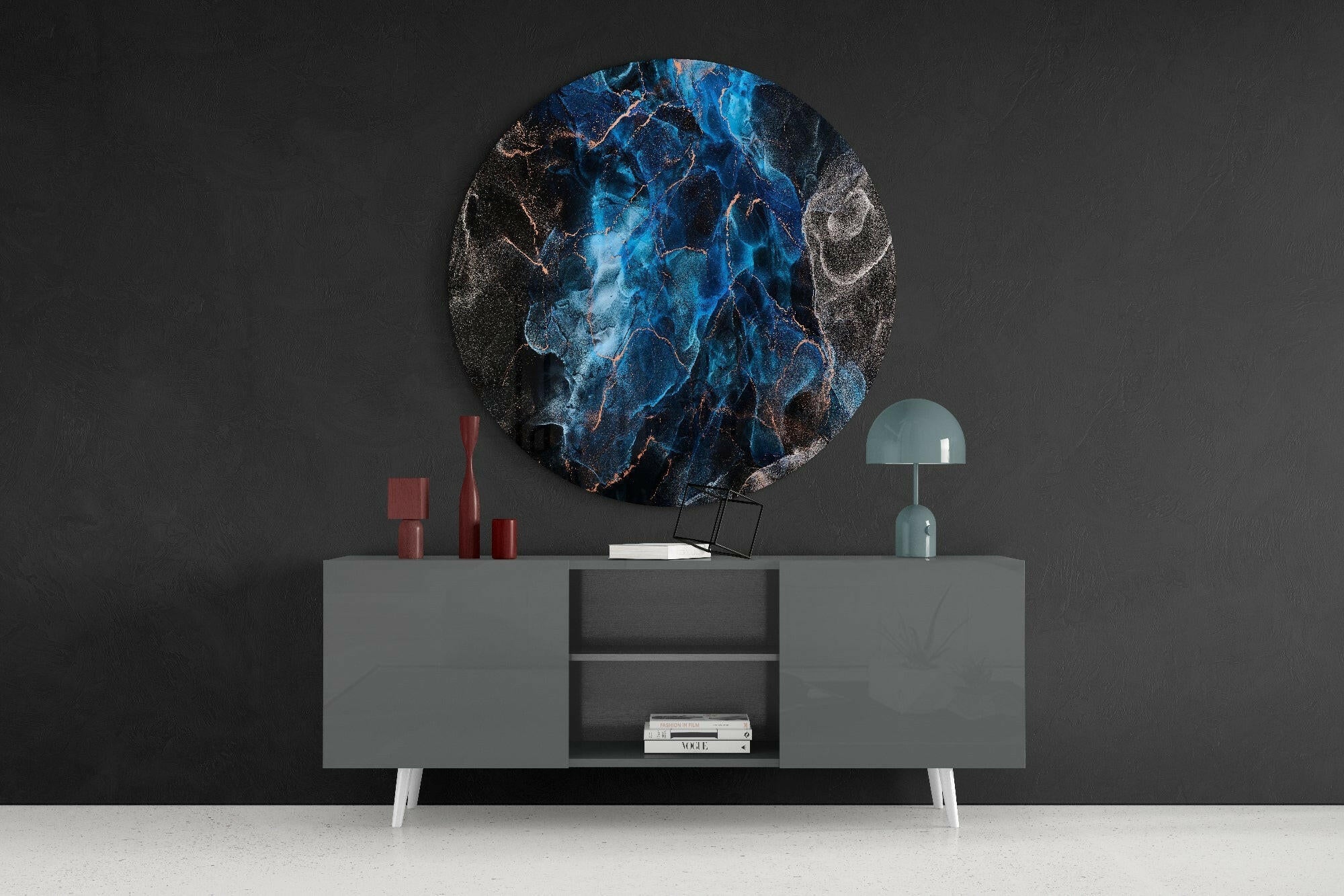 Blue Explosion Glass Wall Art - Image 4